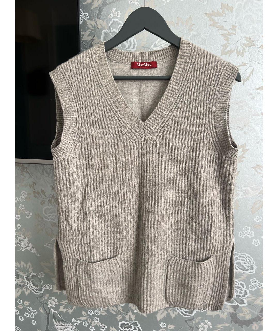 MAX MARA STUDIO Серая шерстяная жилетка, фото 6