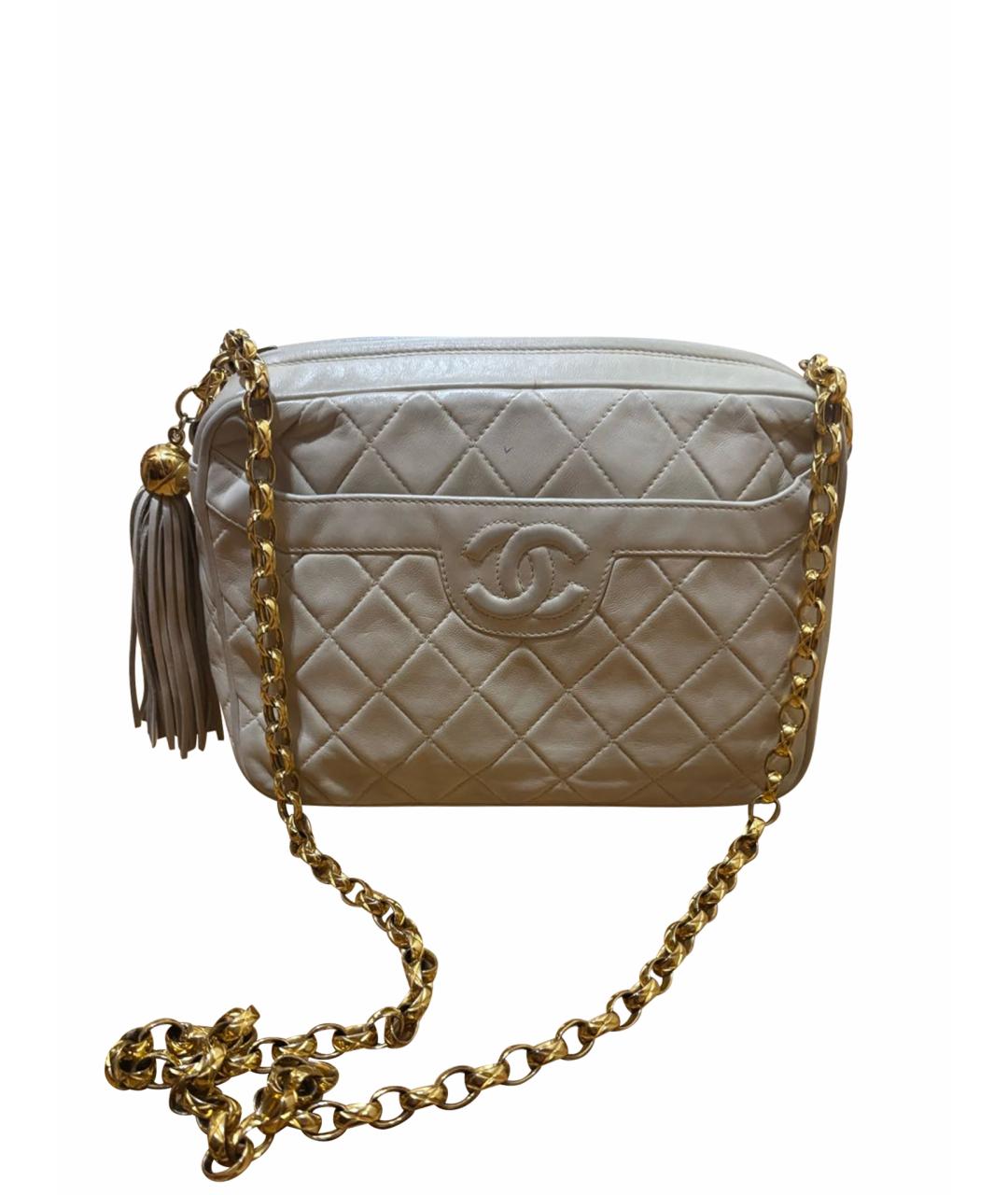 CHANEL Бежевая кожаная сумка через плечо, фото 1