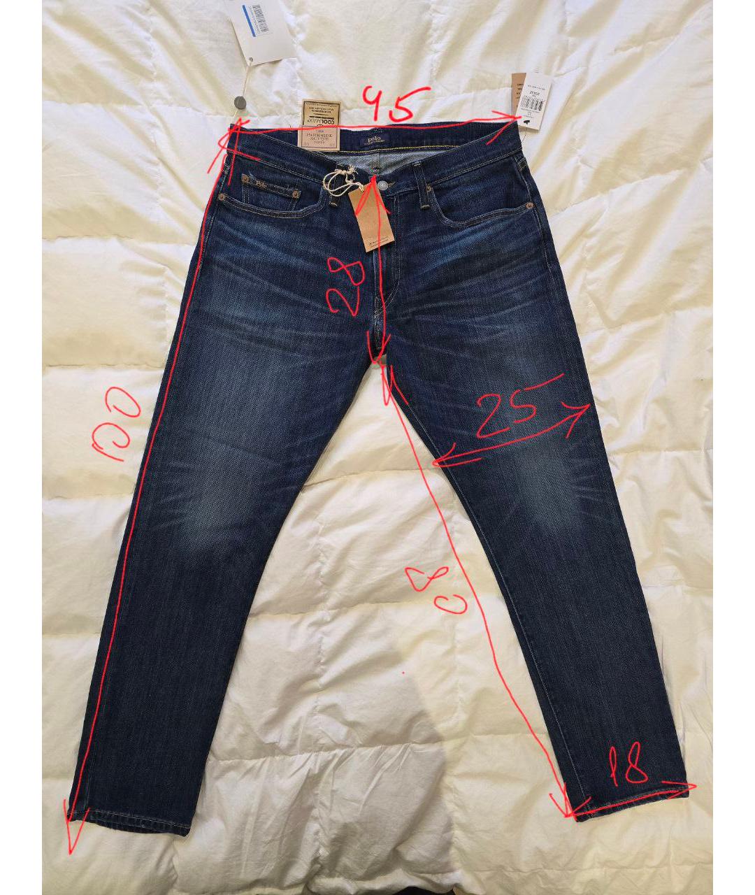 POLO RALPH LAUREN Синие хлопковые прямые джинсы, фото 3