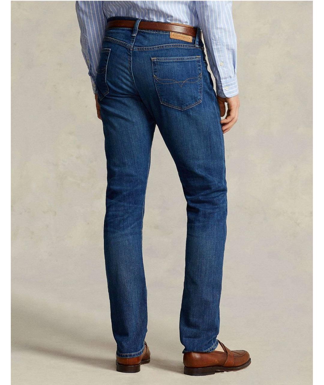 POLO RALPH LAUREN Синие хлопковые прямые джинсы, фото 4