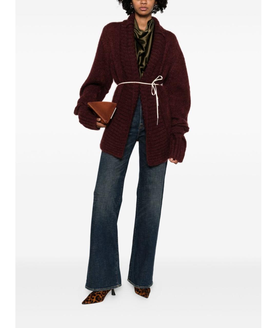 DRIES VAN NOTEN Бордовый шерстяной кардиган, фото 5