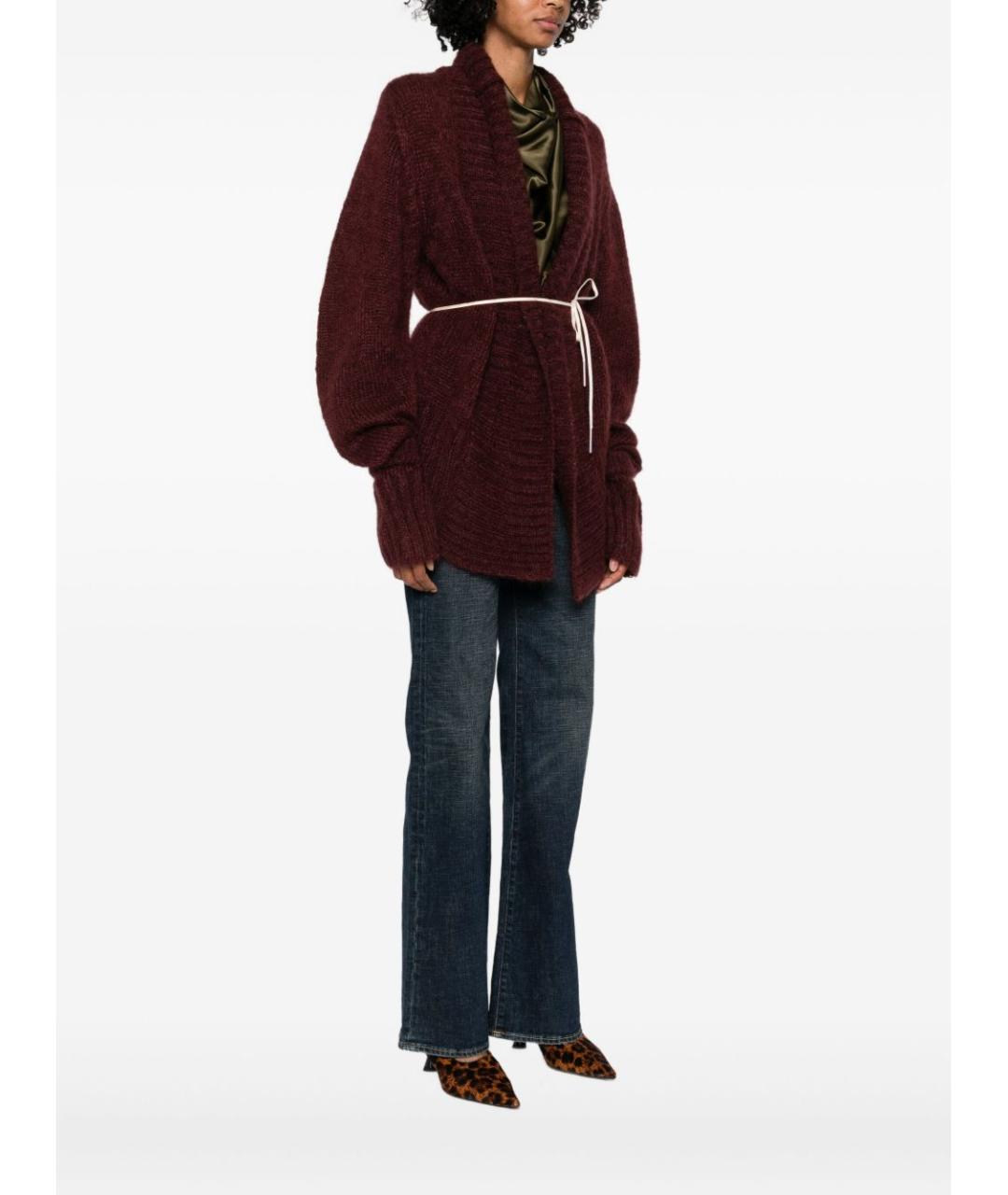 DRIES VAN NOTEN Бордовый шерстяной кардиган, фото 2