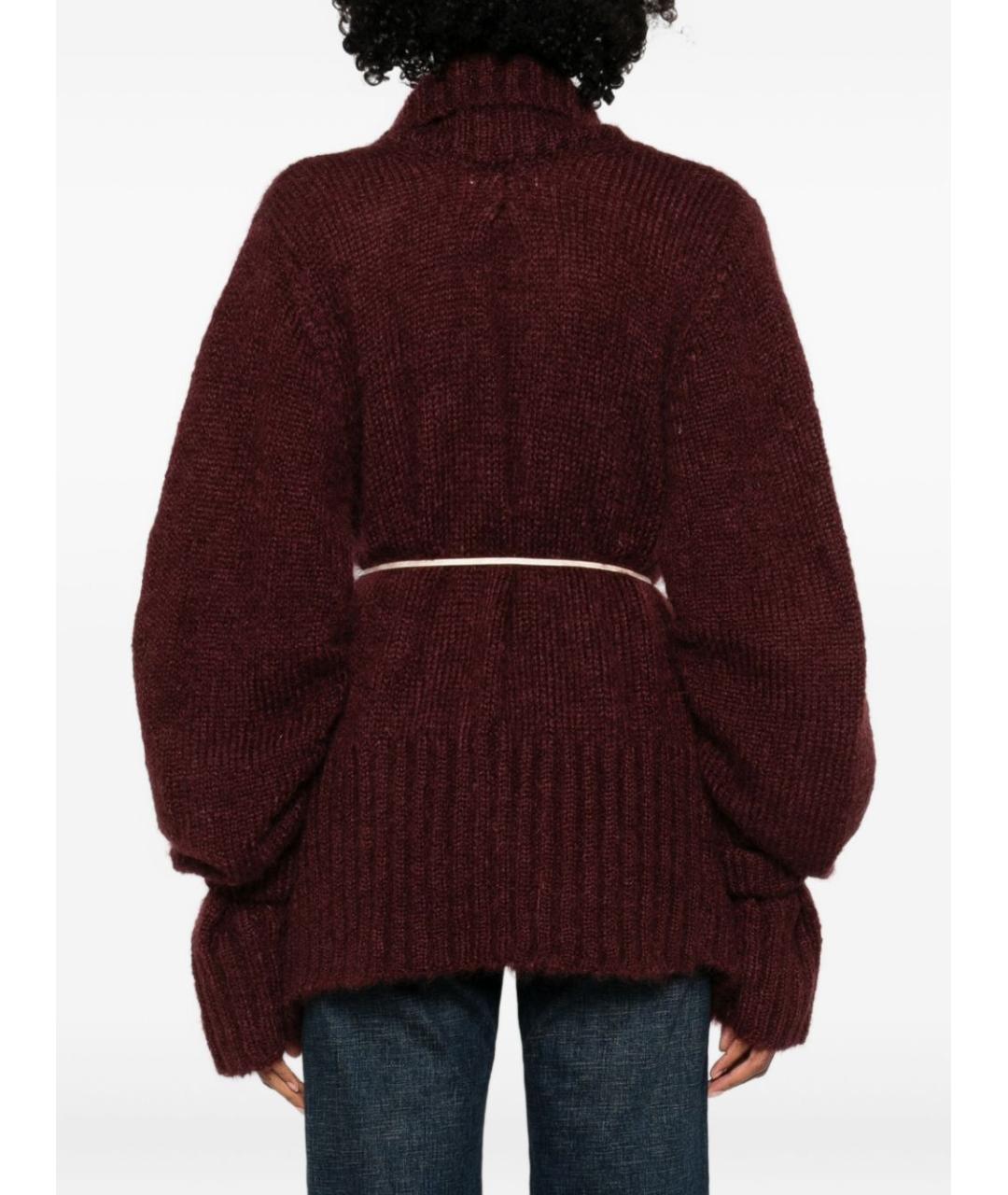 DRIES VAN NOTEN Бордовый шерстяной кардиган, фото 4