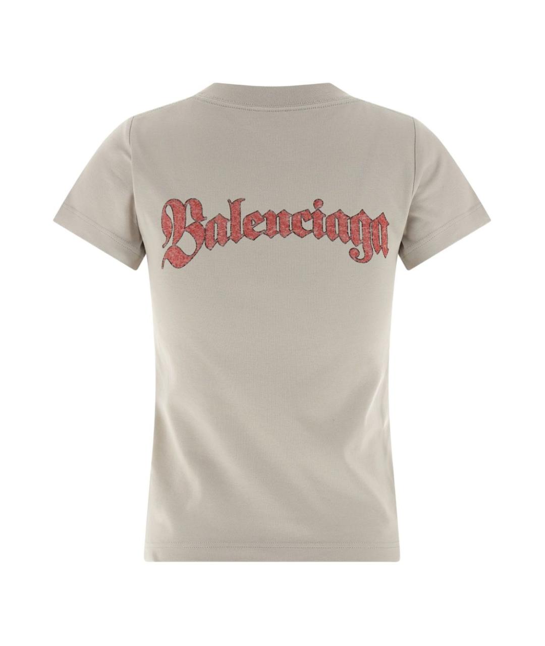 BALENCIAGA Бежевая хлопковая футболка, фото 3