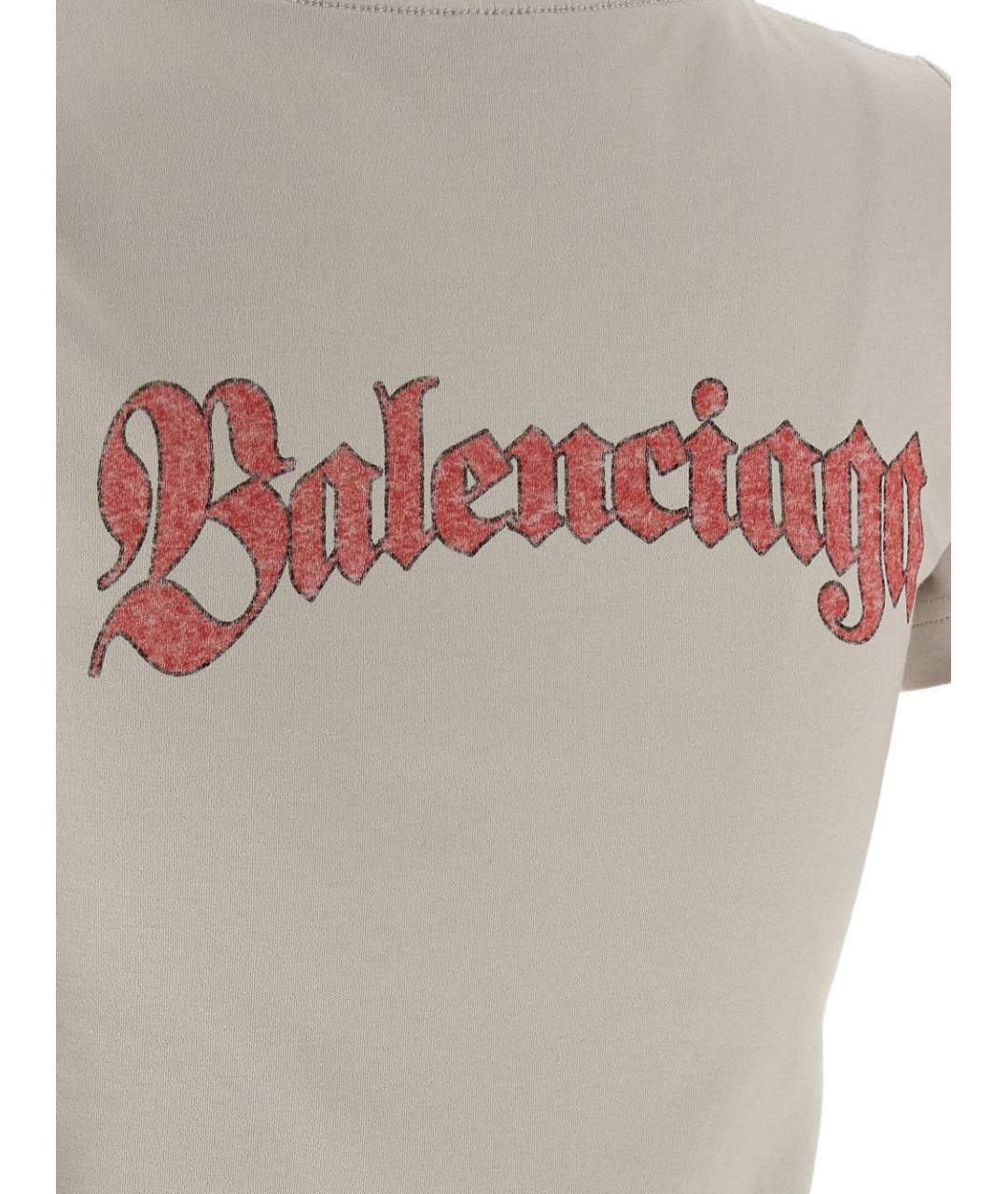 BALENCIAGA Бежевая хлопковая футболка, фото 2