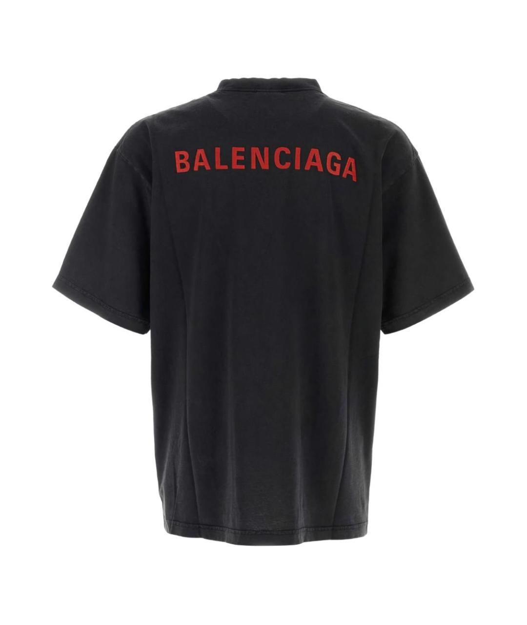 BALENCIAGA Черная хлопковая футболка, фото 2