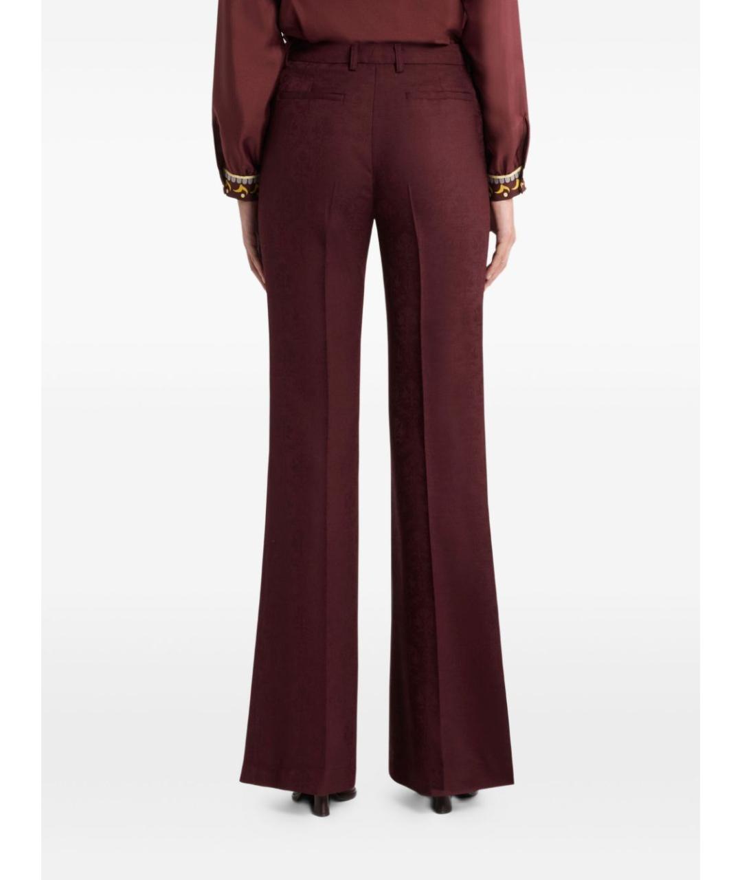 ETRO Бордовые шерстяные прямые брюки, фото 3