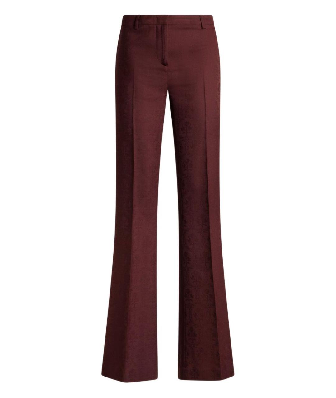 ETRO Бордовые шерстяные прямые брюки, фото 1