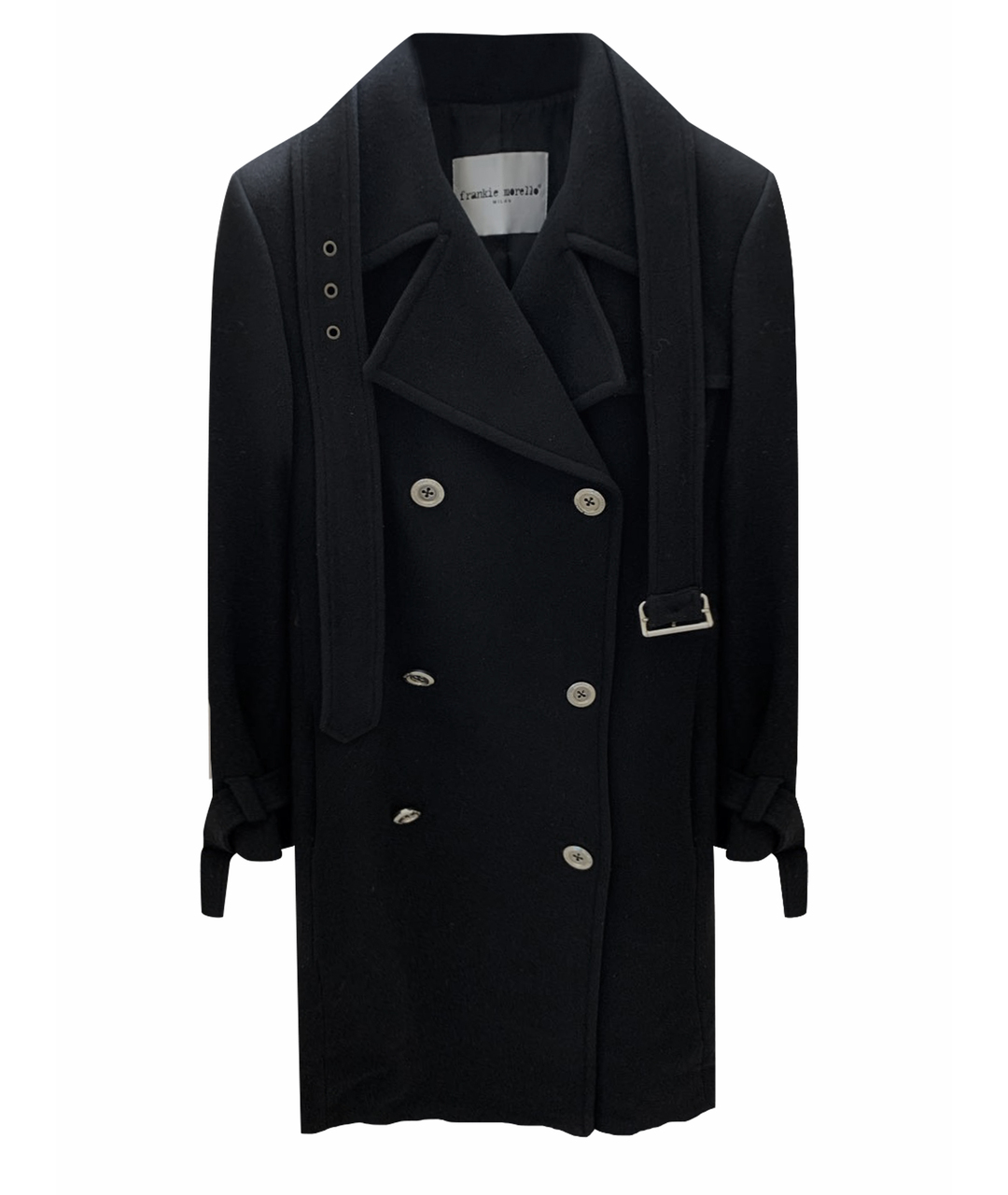 FRANKIE MORELLO Черное шерстяное пальто, фото 1