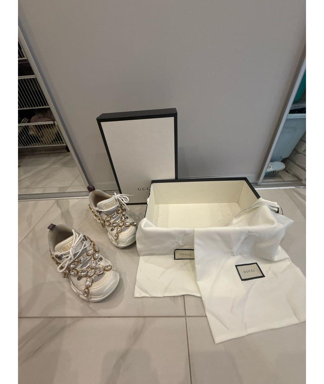 GUCCI Белые кожаные кроссовки, фото 7