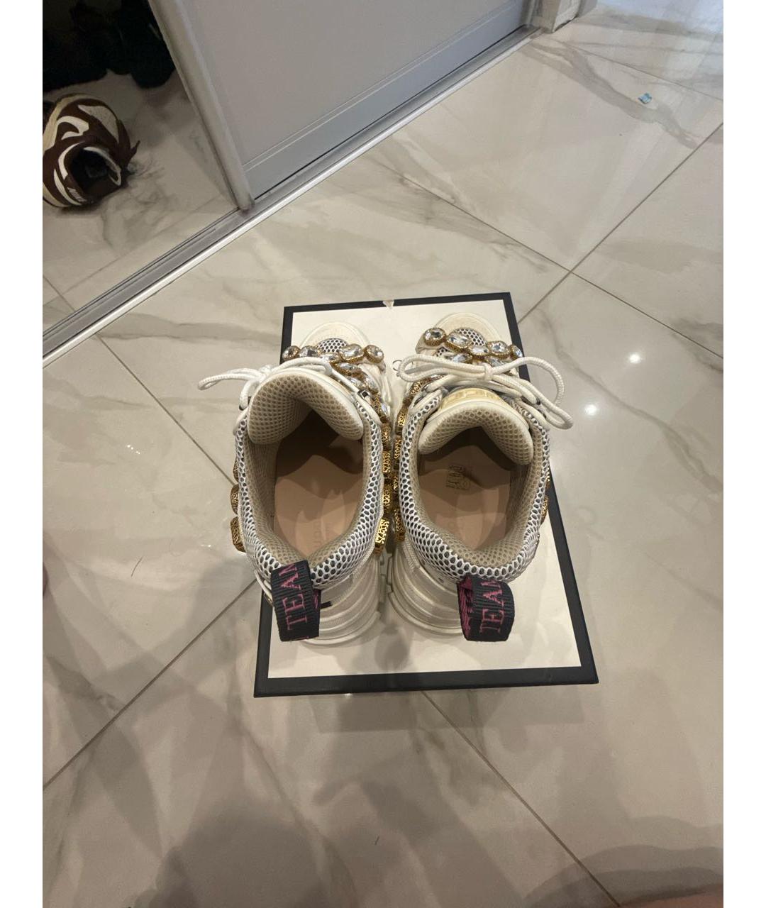 GUCCI Белые кожаные кроссовки, фото 3
