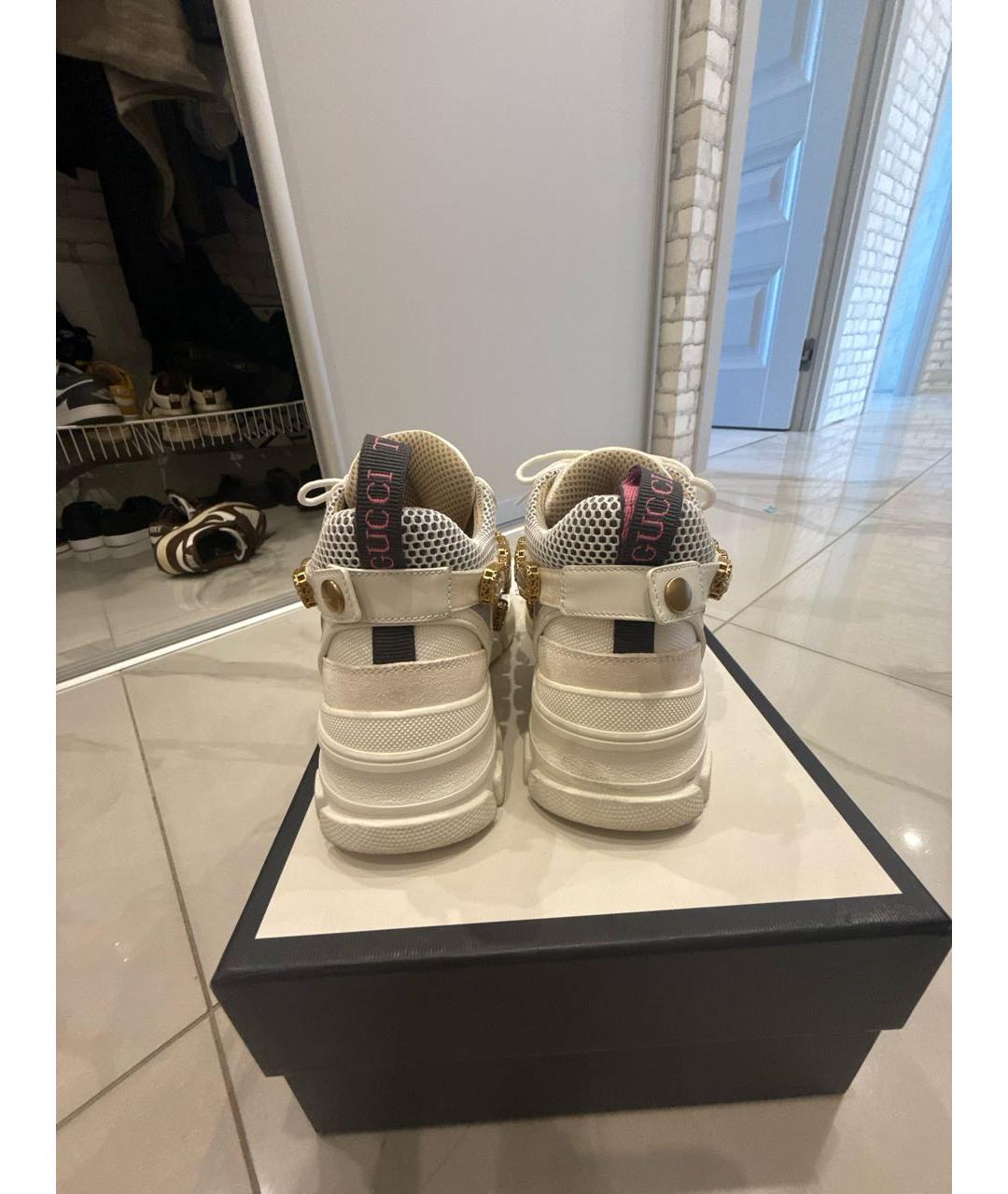 GUCCI Белые кожаные кроссовки, фото 4
