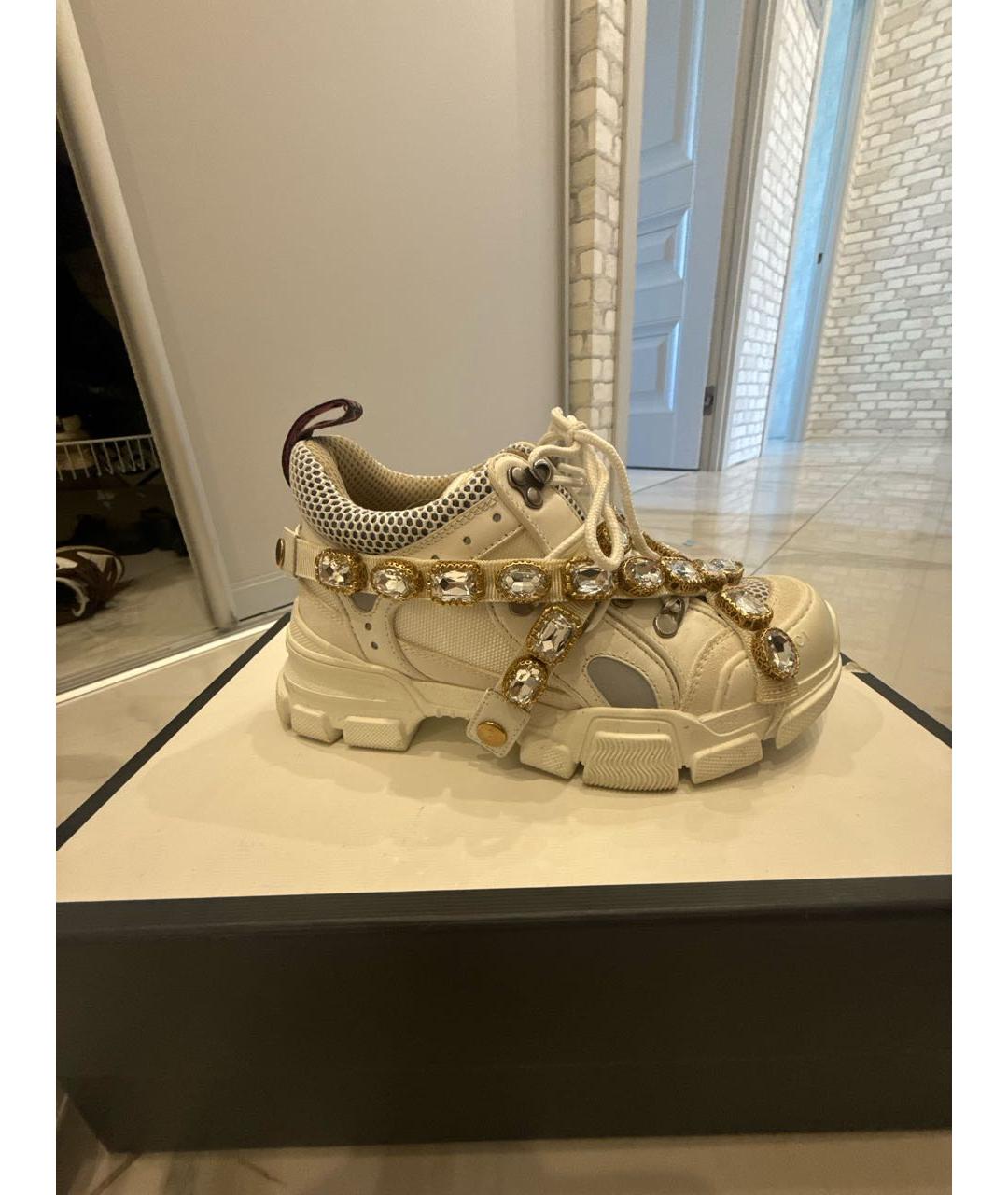 GUCCI Белые кожаные кроссовки, фото 8