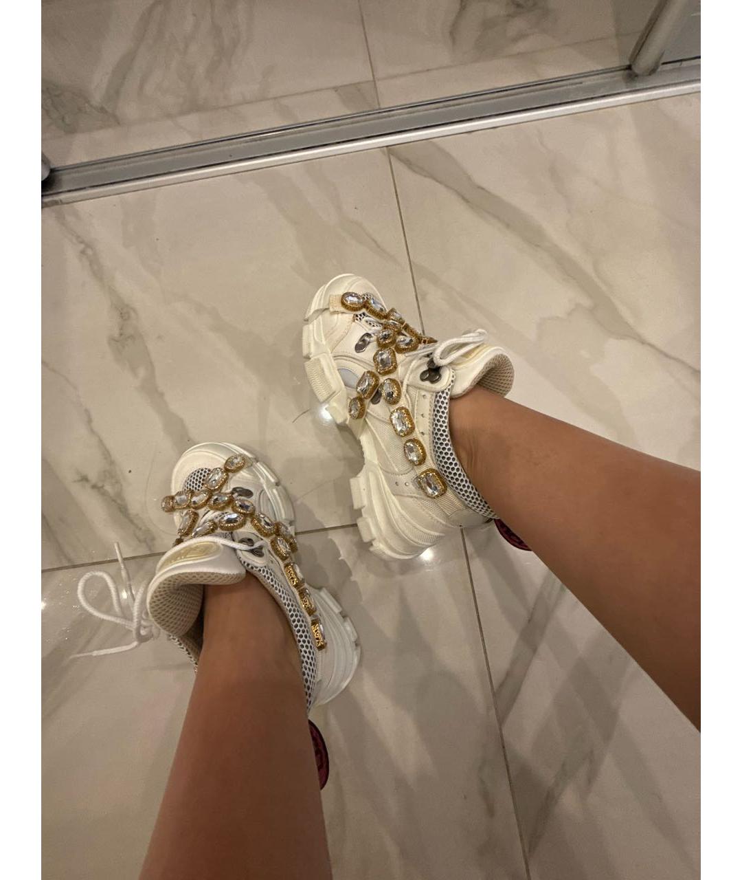 GUCCI Белые кожаные кроссовки, фото 6