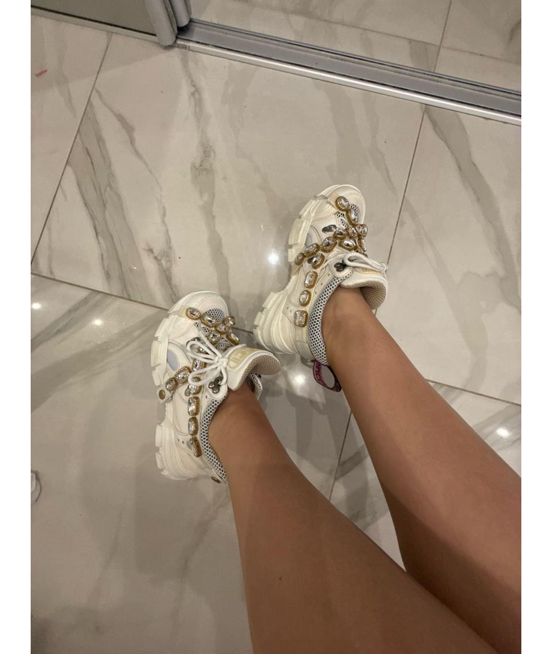 GUCCI Белые кожаные кроссовки, фото 5