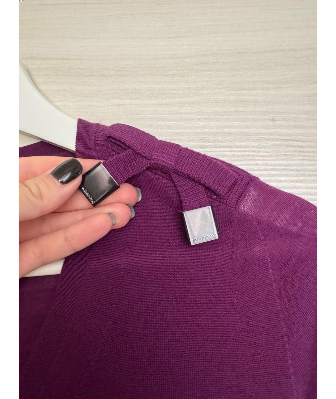 BURBERRY Фиолетовый шерстяной джемпер / свитер, фото 4