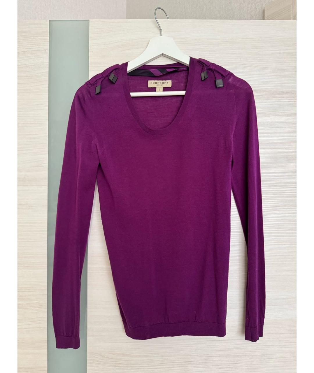 BURBERRY Фиолетовый шерстяной джемпер / свитер, фото 7