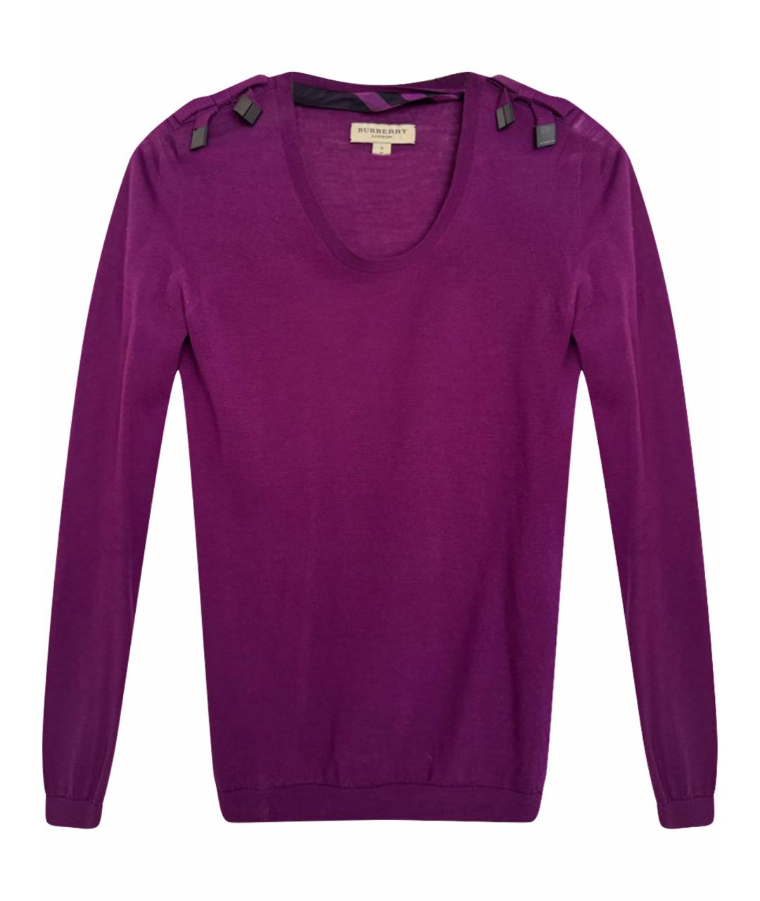 BURBERRY Фиолетовый шерстяной джемпер / свитер, фото 1