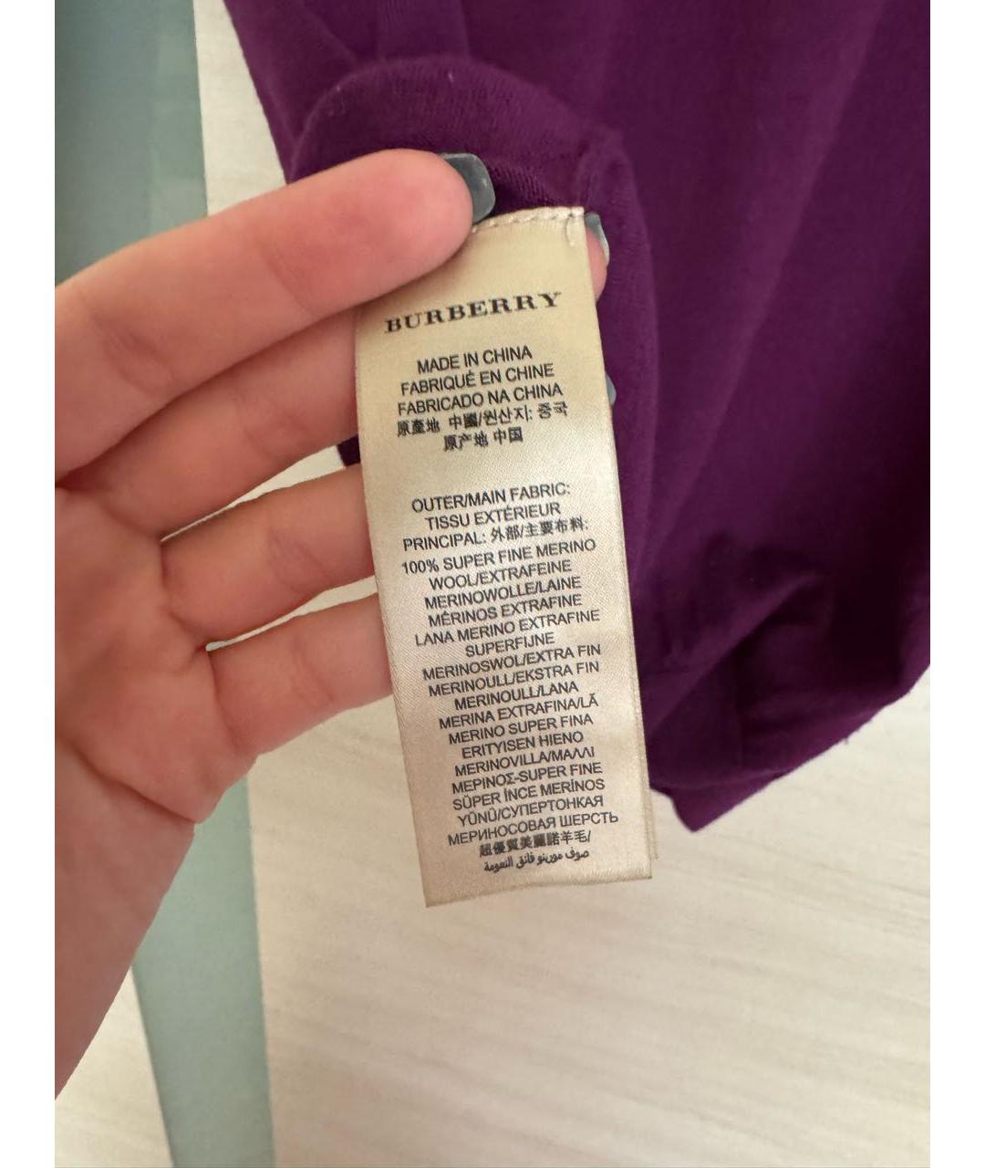 BURBERRY Фиолетовый шерстяной джемпер / свитер, фото 5