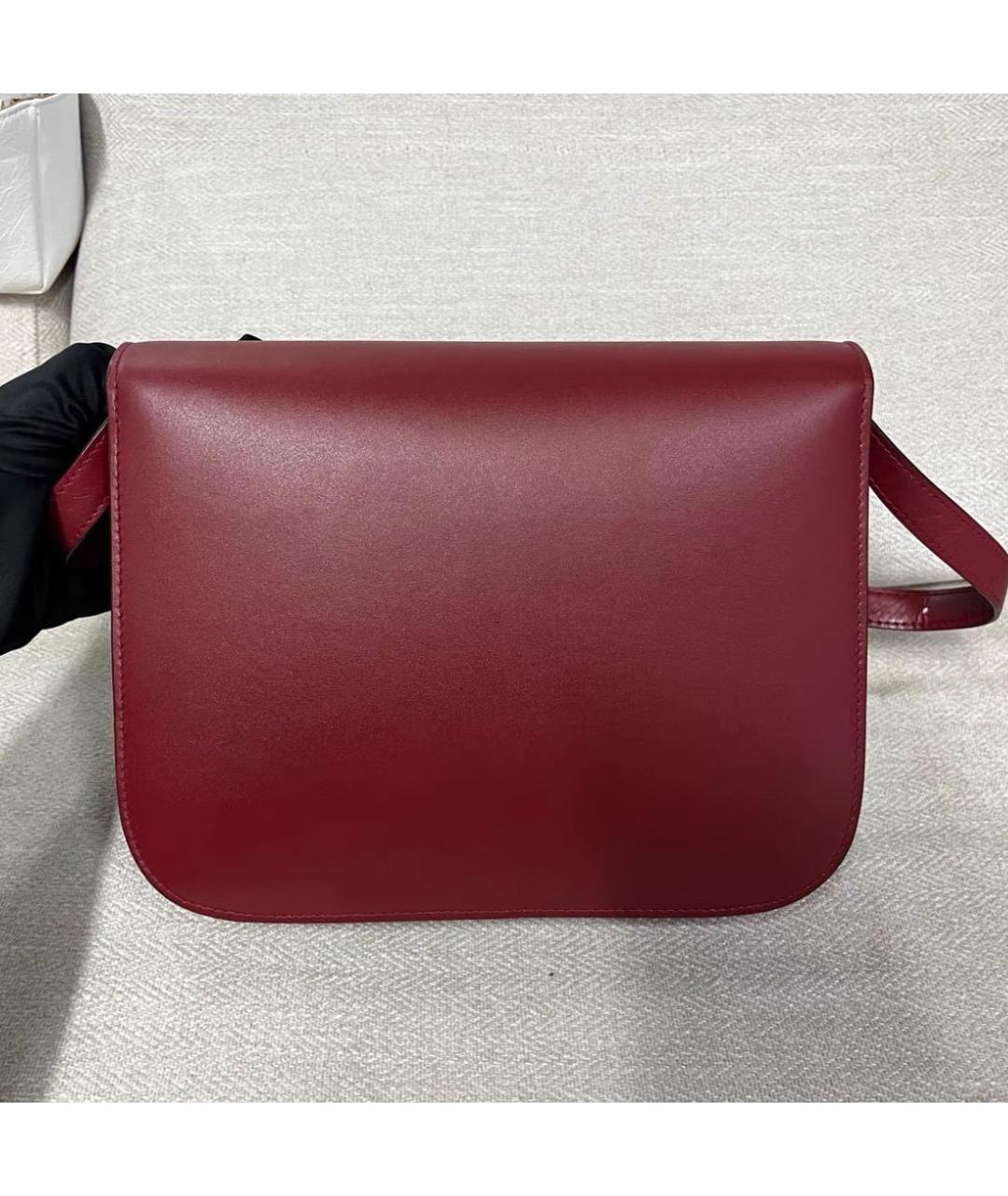 CELINE Бордовая кожаная сумка через плечо, фото 3