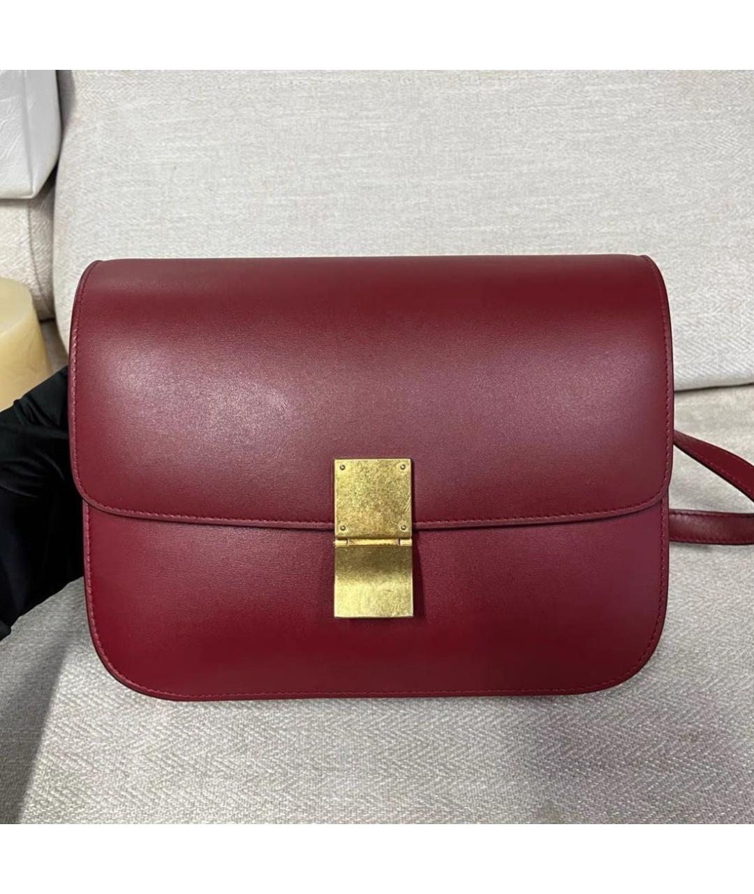 CELINE Бордовая кожаная сумка через плечо, фото 2