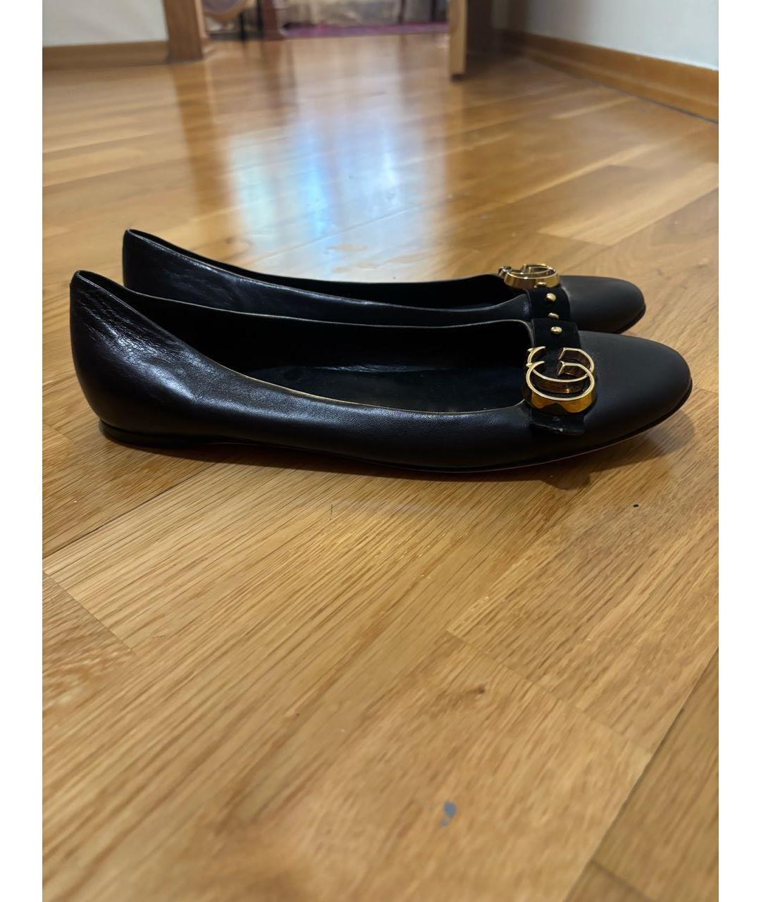 GUCCI Черные кожаные балетки, фото 5