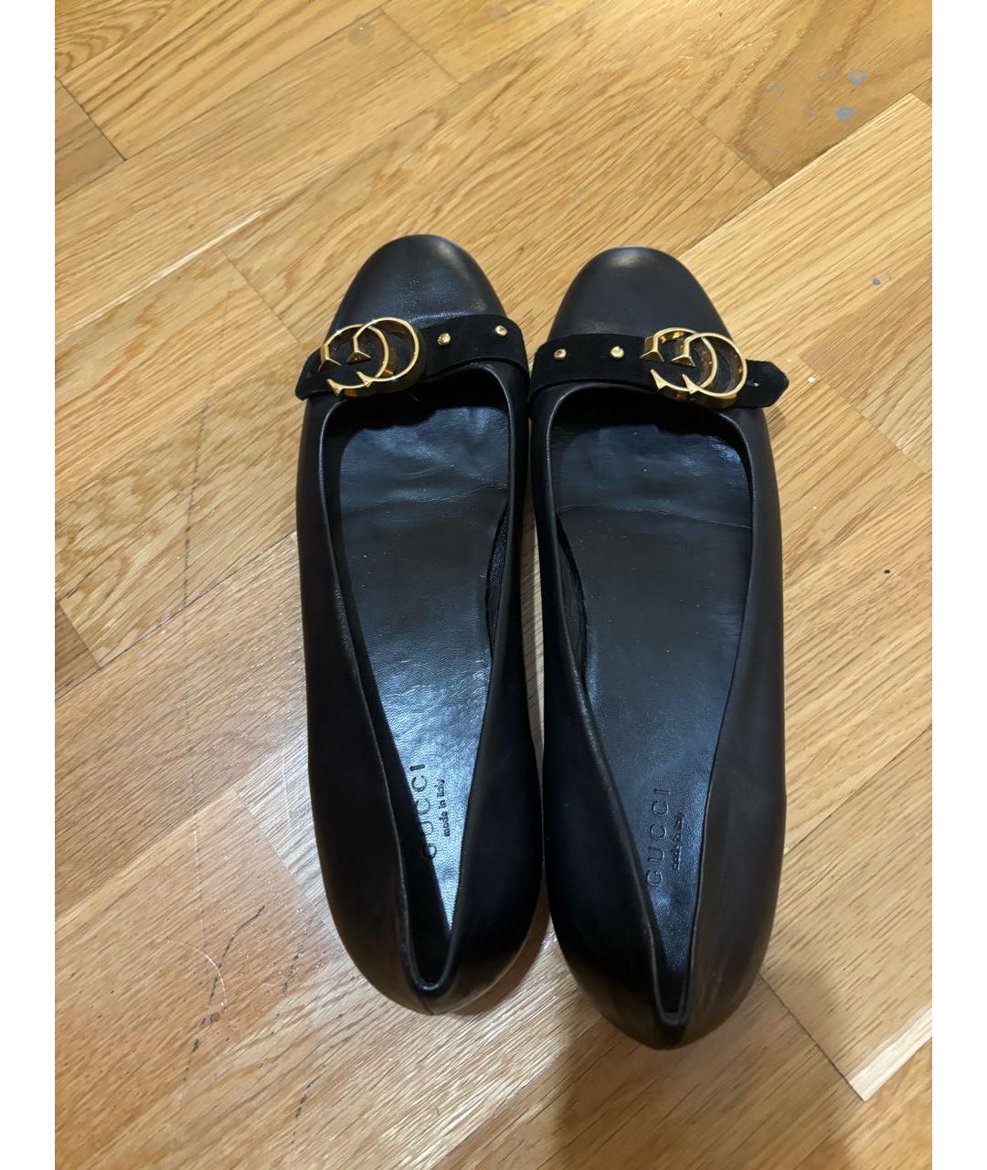 GUCCI Черные кожаные балетки, фото 3