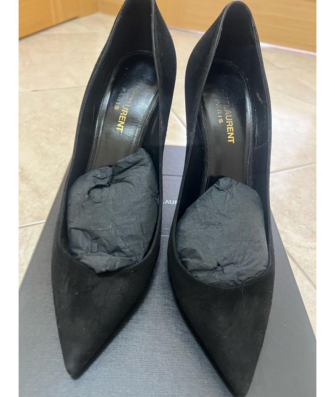 SAINT LAURENT Черные замшевые туфли, фото 3
