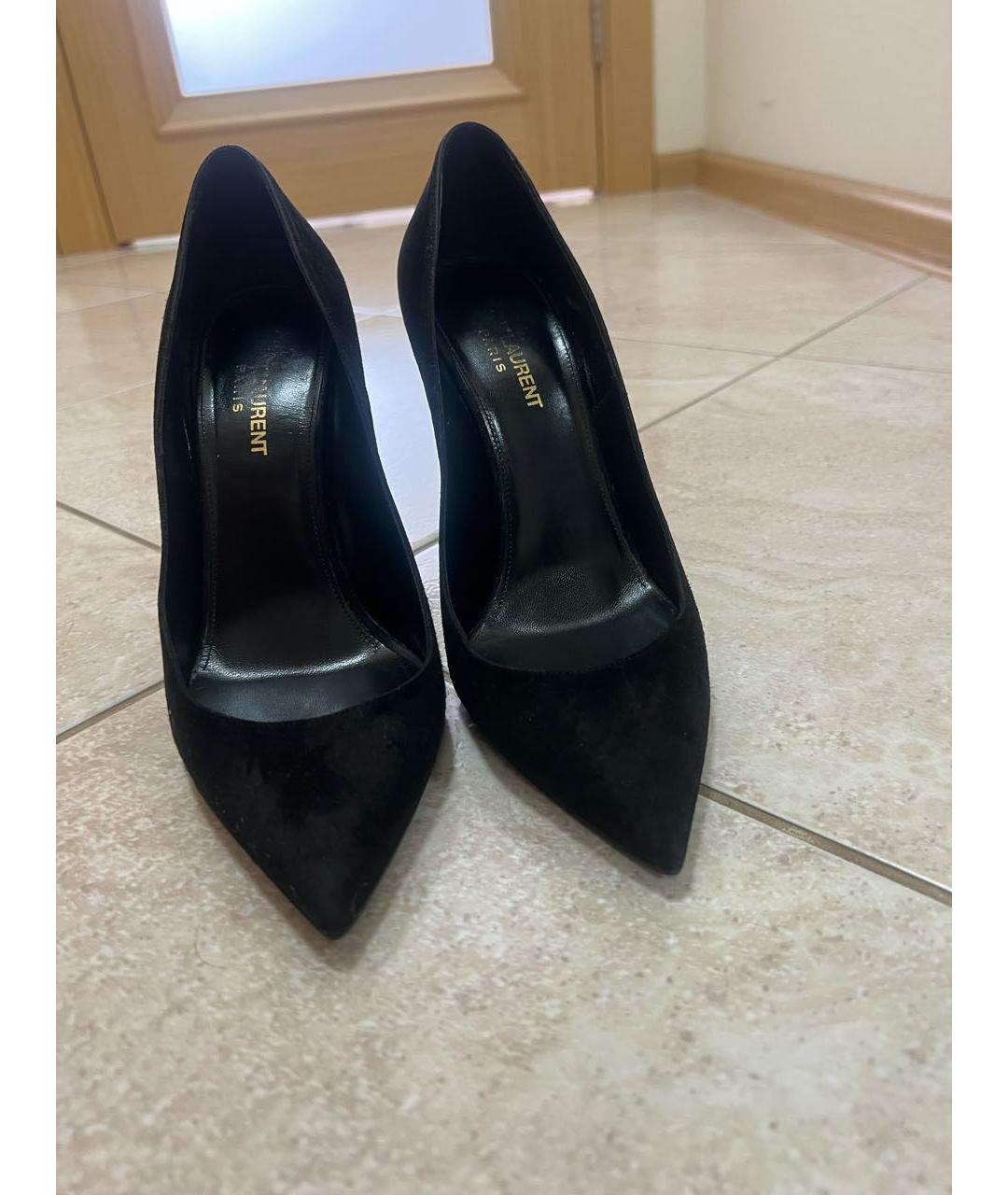SAINT LAURENT Черные замшевые туфли, фото 2