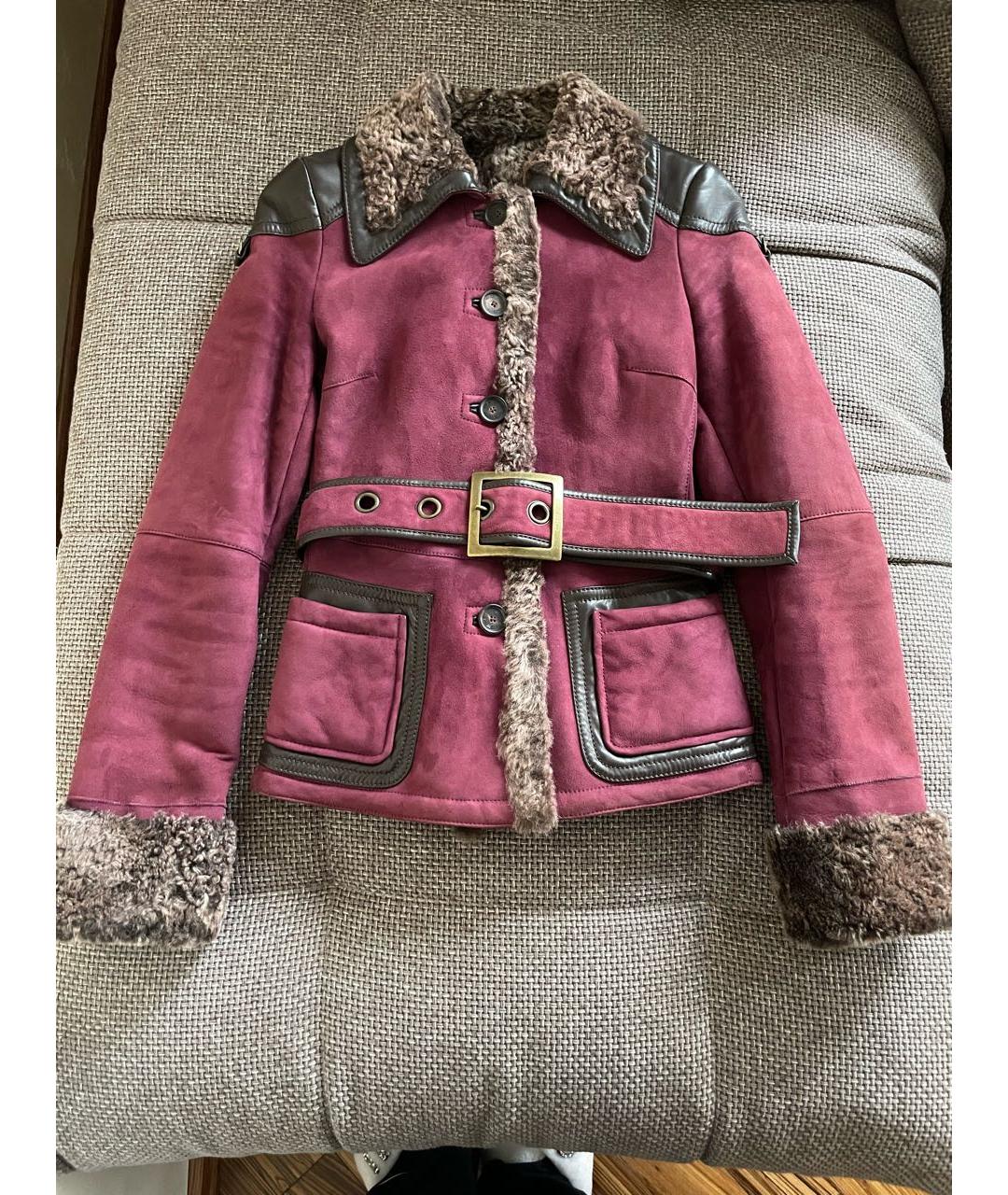 ETRO Бордовая замшевая дубленка, фото 9