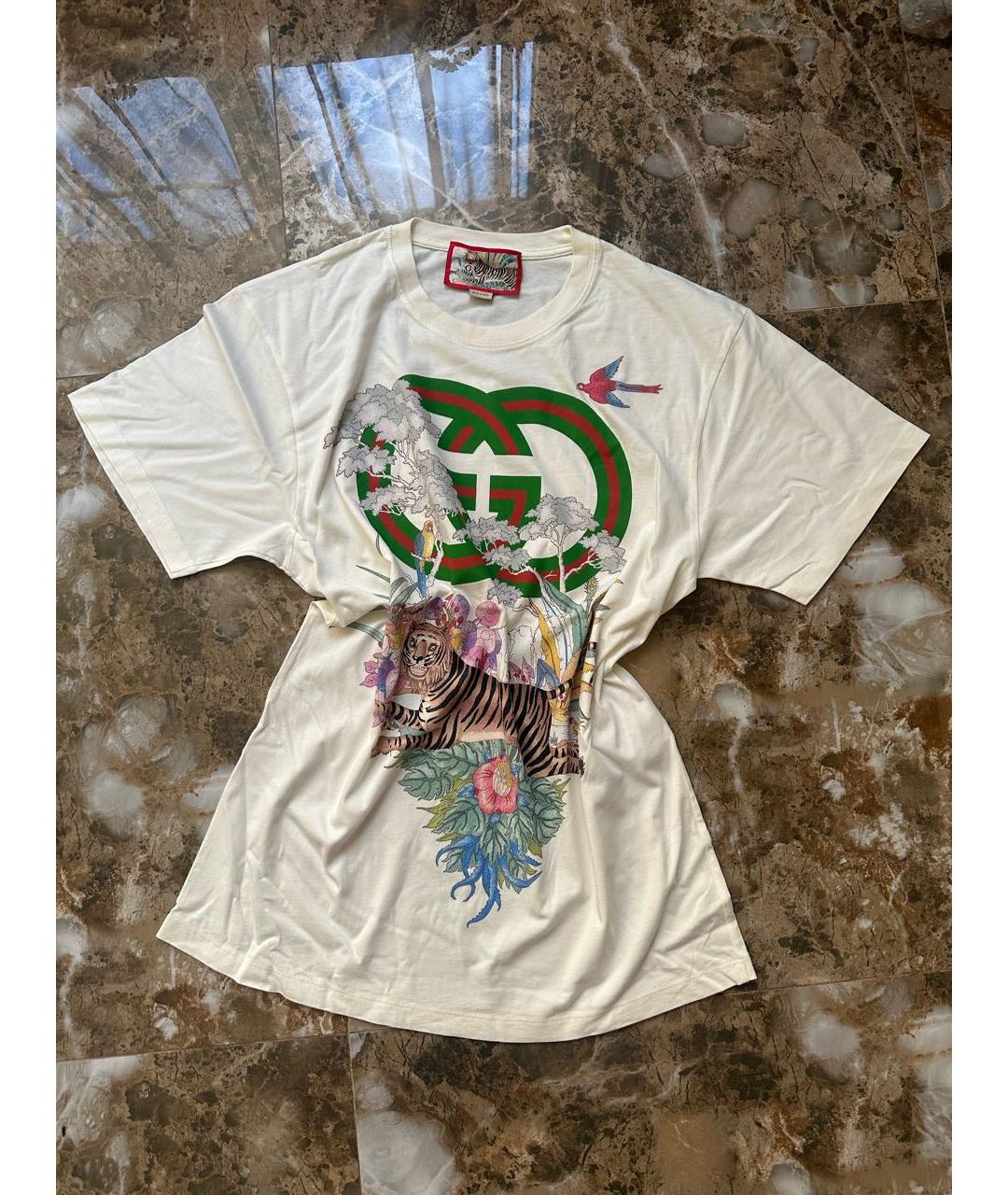 GUCCI Бежевая хлопковая футболка, фото 6