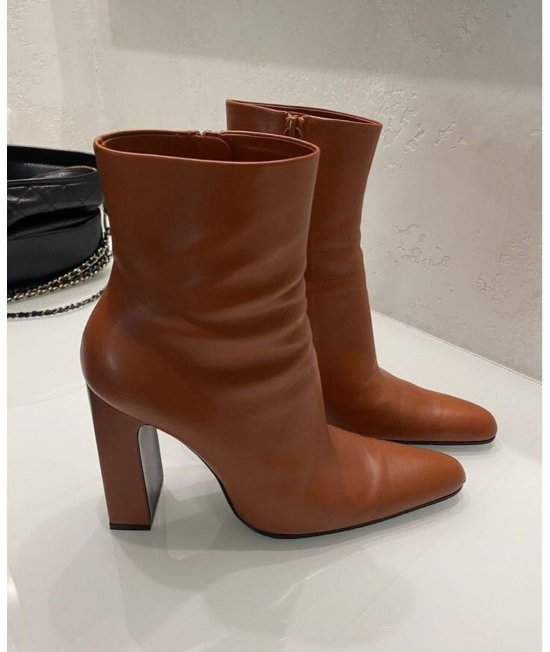 BALENCIAGA Оранжевое кожаные ботильоны, фото 5