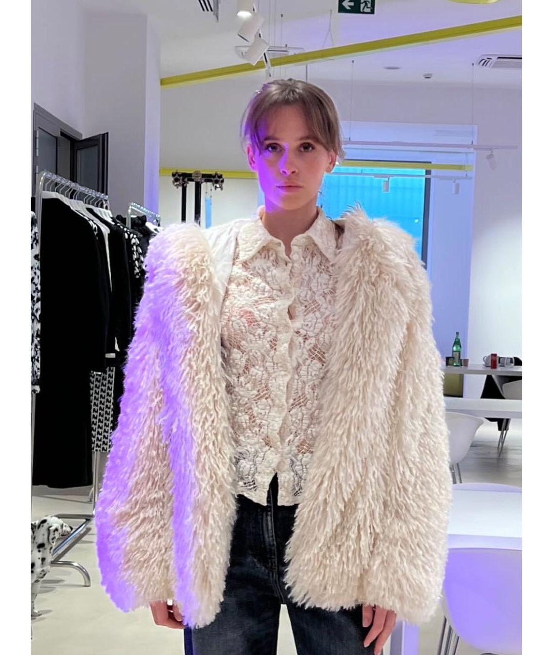 MSGM Бежевая полиэстеровая шуба, фото 5