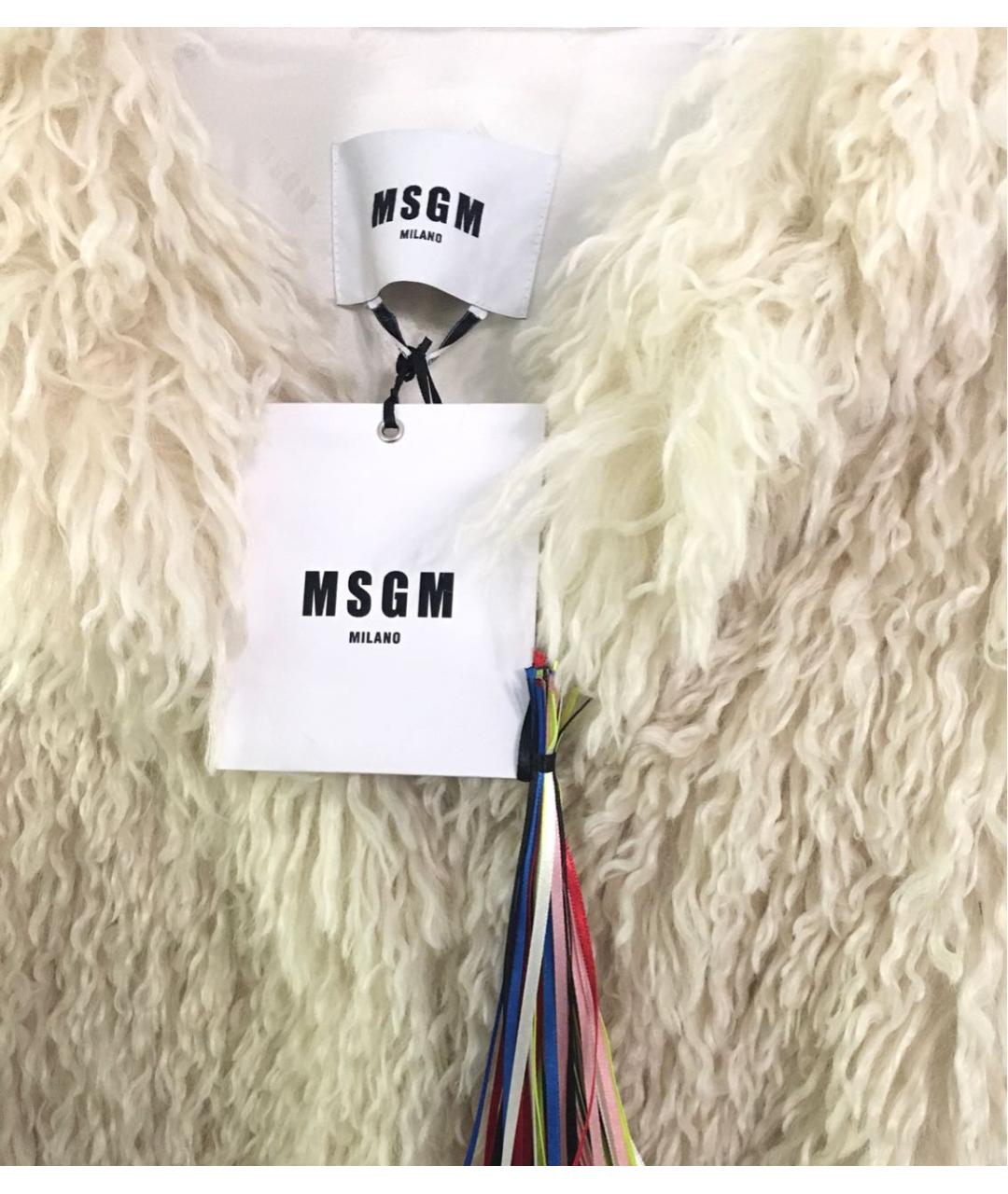 MSGM Бежевая полиэстеровая шуба, фото 3
