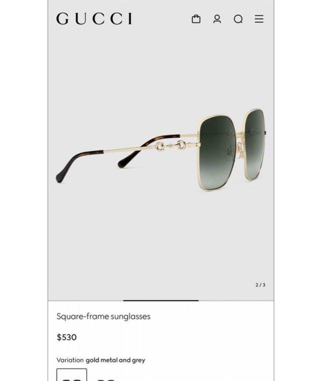 GUCCI Коричневые металлические солнцезащитные очки, фото 2