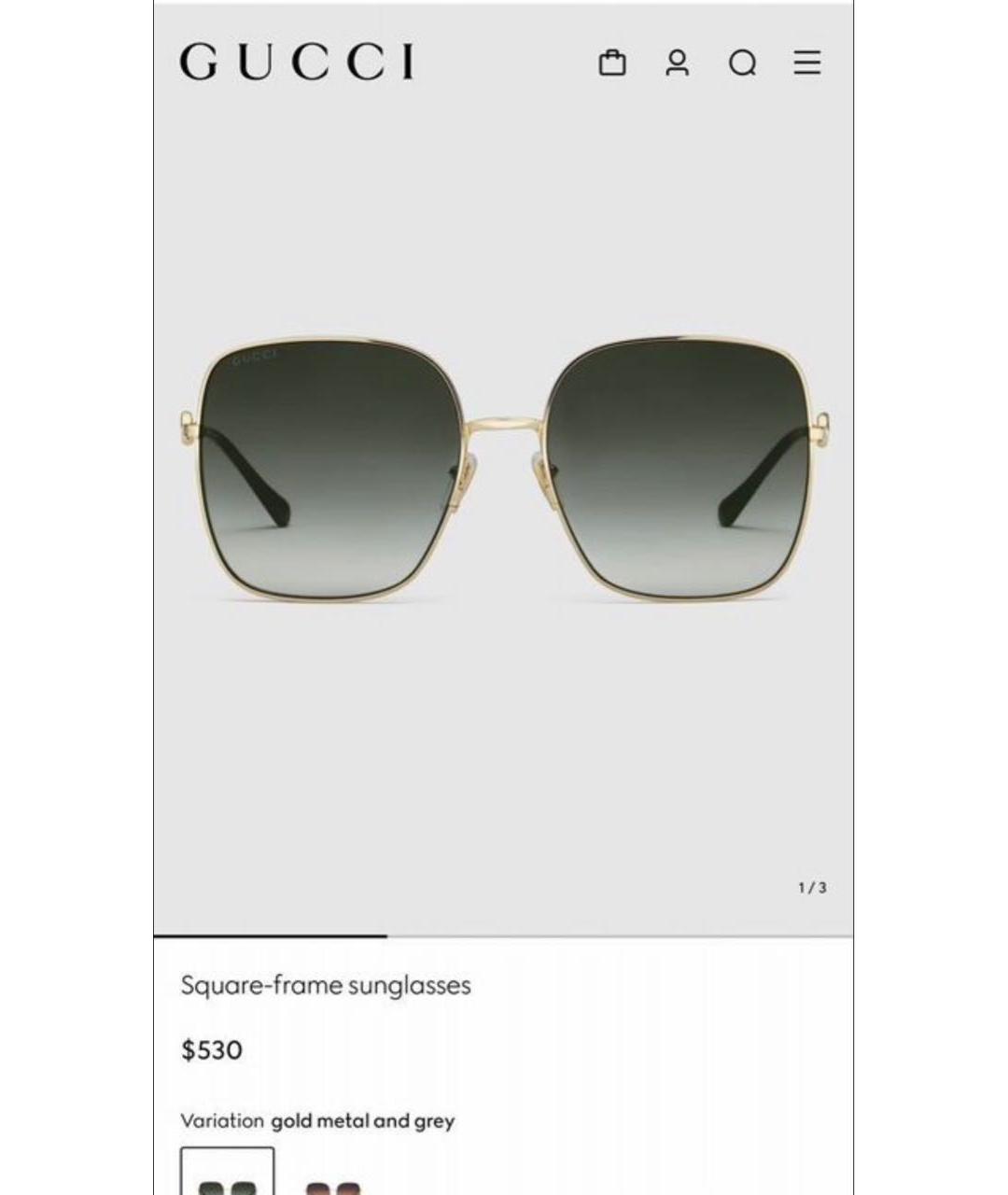 GUCCI Коричневые металлические солнцезащитные очки, фото 5