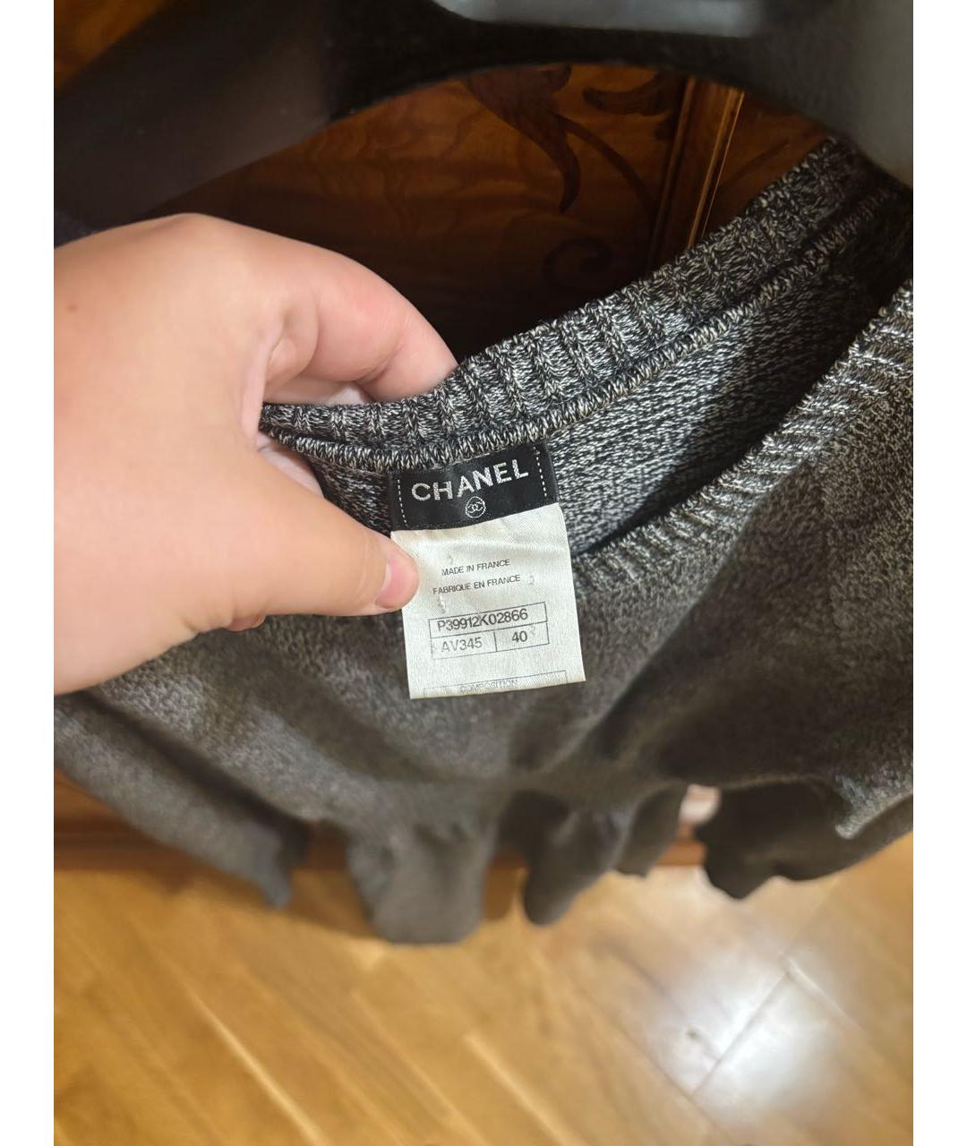 CHANEL Серое шерстяное повседневное платье, фото 2