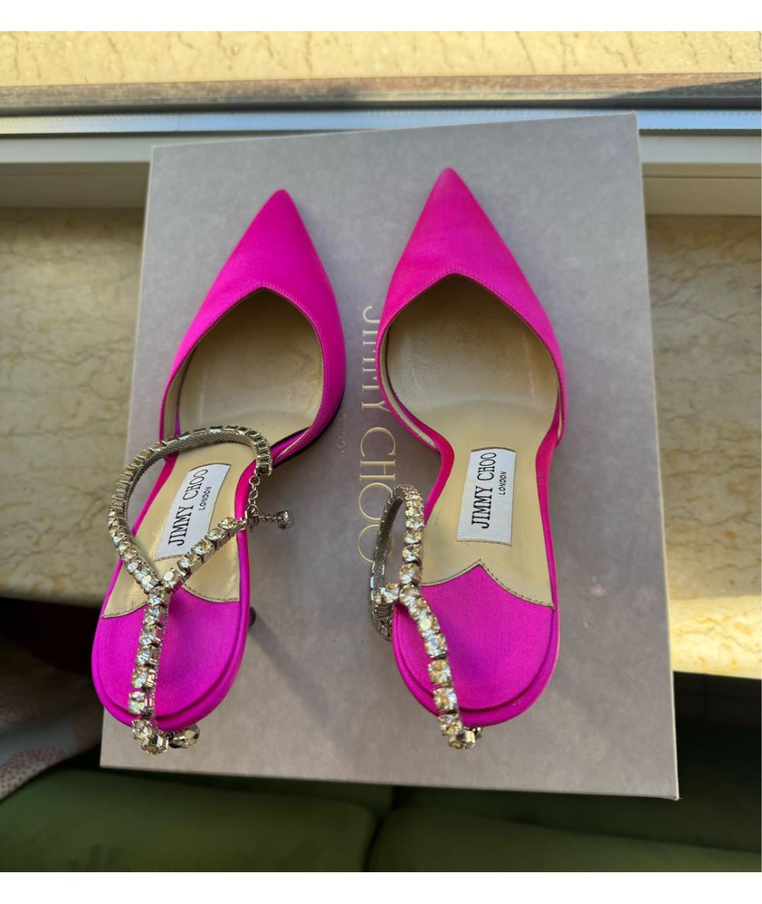 JIMMY CHOO Фуксия текстильные туфли, фото 7