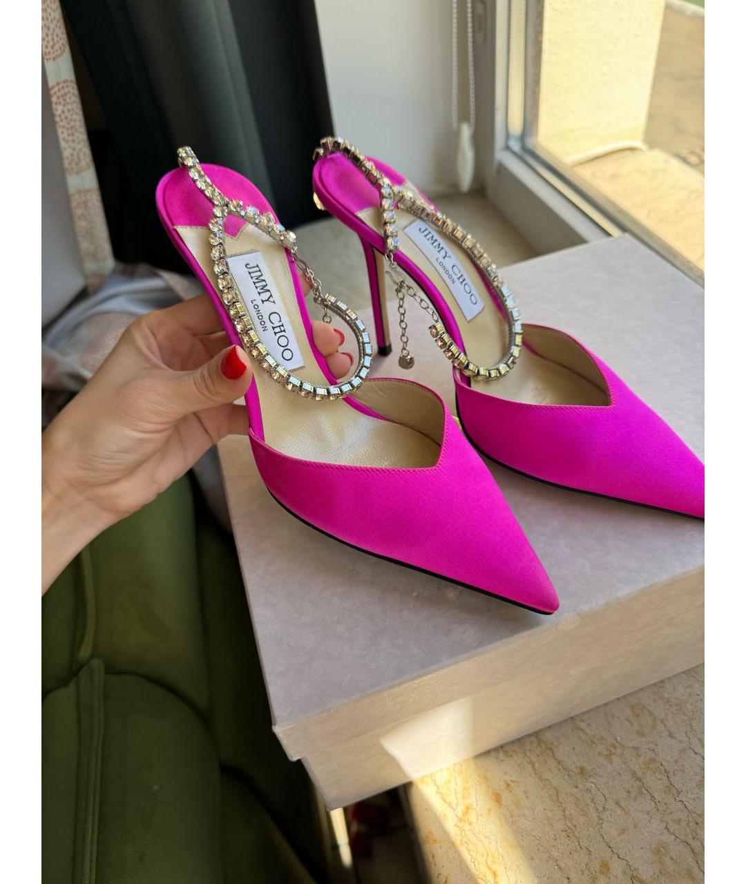 JIMMY CHOO Фуксия текстильные туфли, фото 5