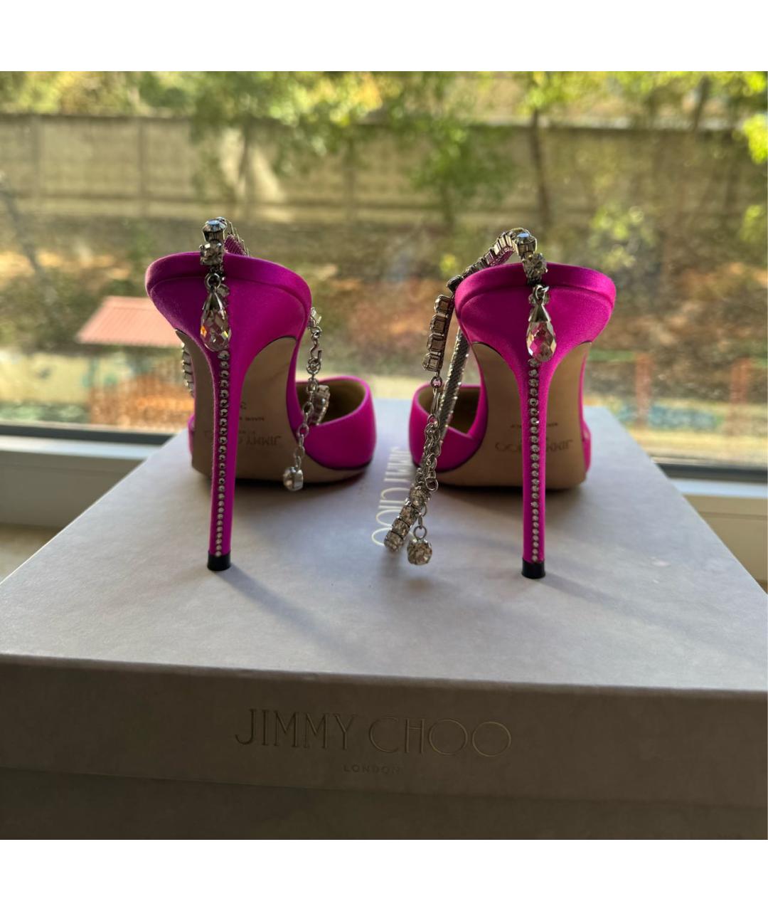 JIMMY CHOO Фуксия текстильные туфли, фото 4