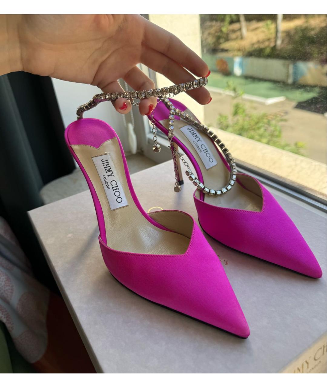 JIMMY CHOO Фуксия текстильные туфли, фото 8