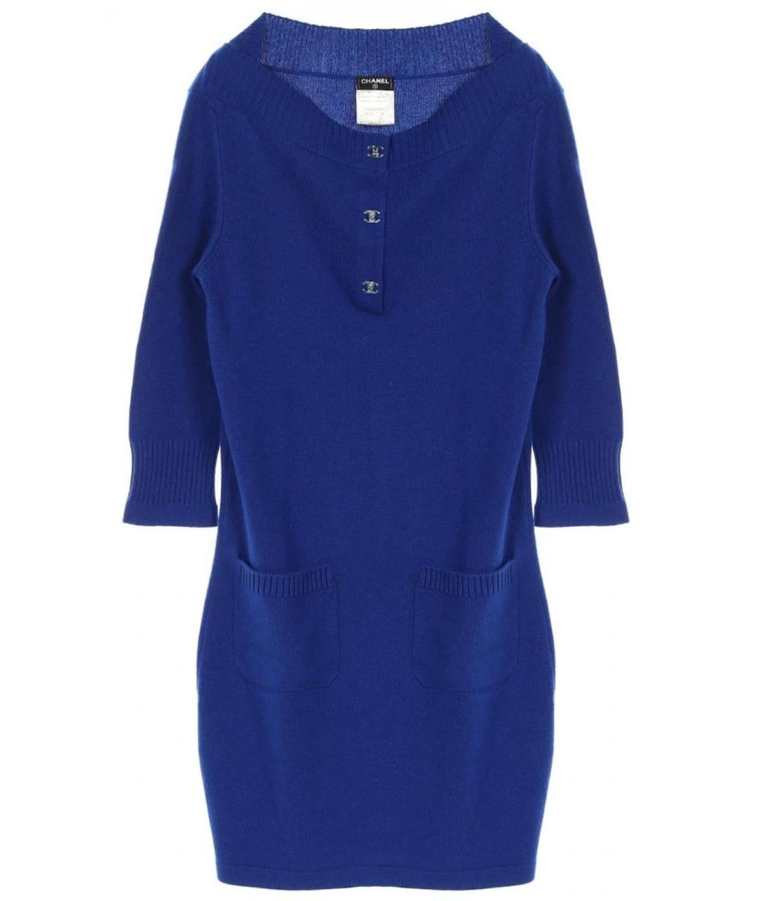 CHANEL Синее кашемировое повседневное платье, фото 1