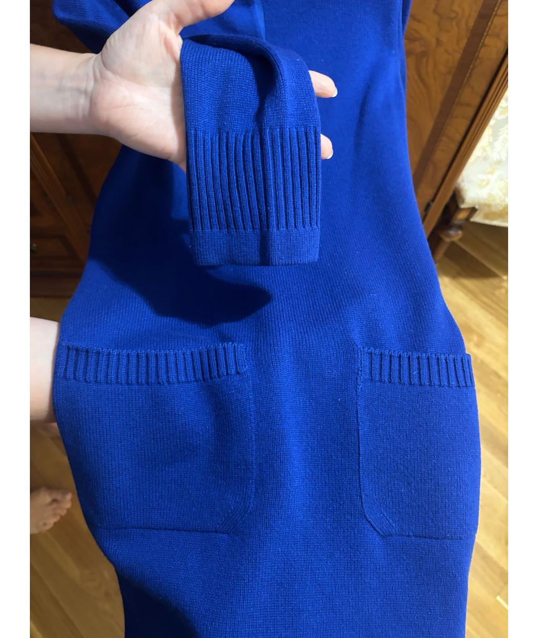 CHANEL Синее кашемировое повседневное платье, фото 4