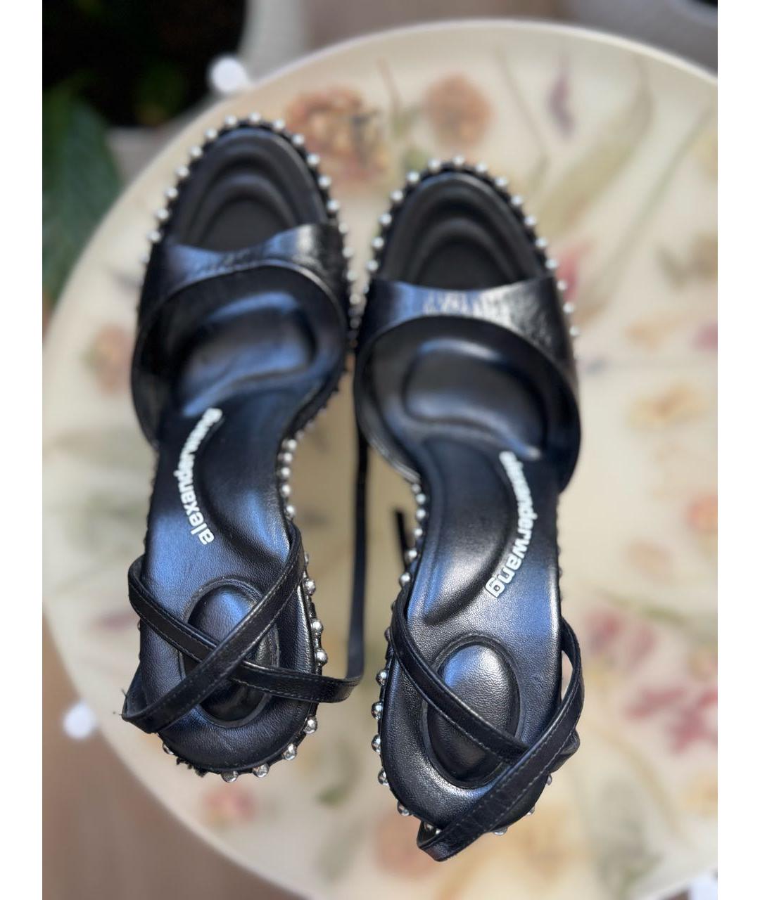 ALEXANDER WANG Черные кожаные босоножки, фото 3