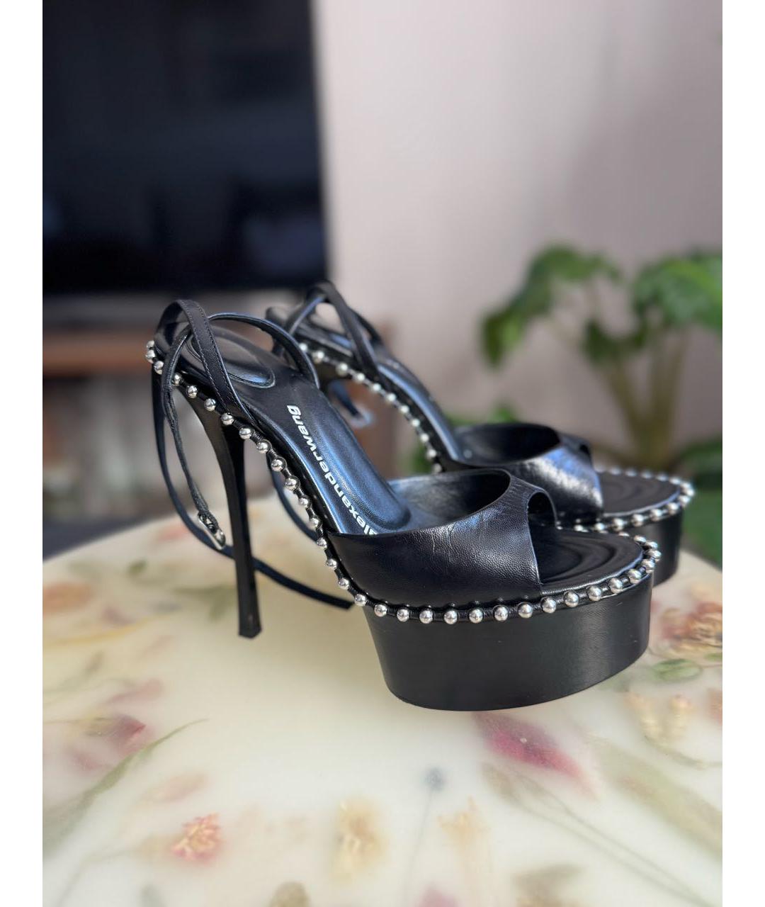 ALEXANDER WANG Черные кожаные босоножки, фото 5