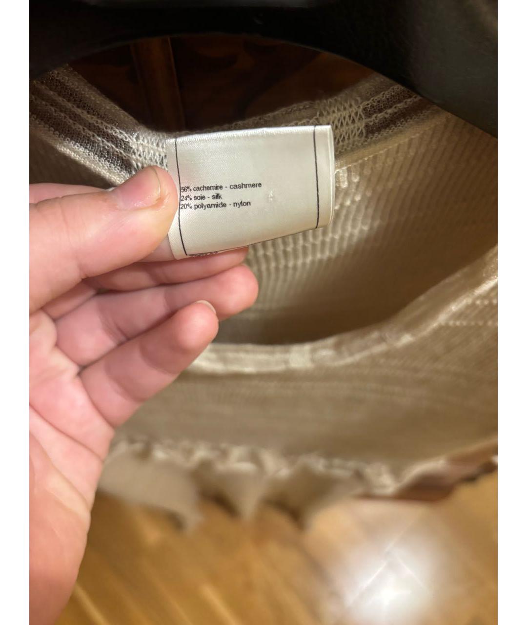 CHANEL Бежевое шелковое повседневное платье, фото 3