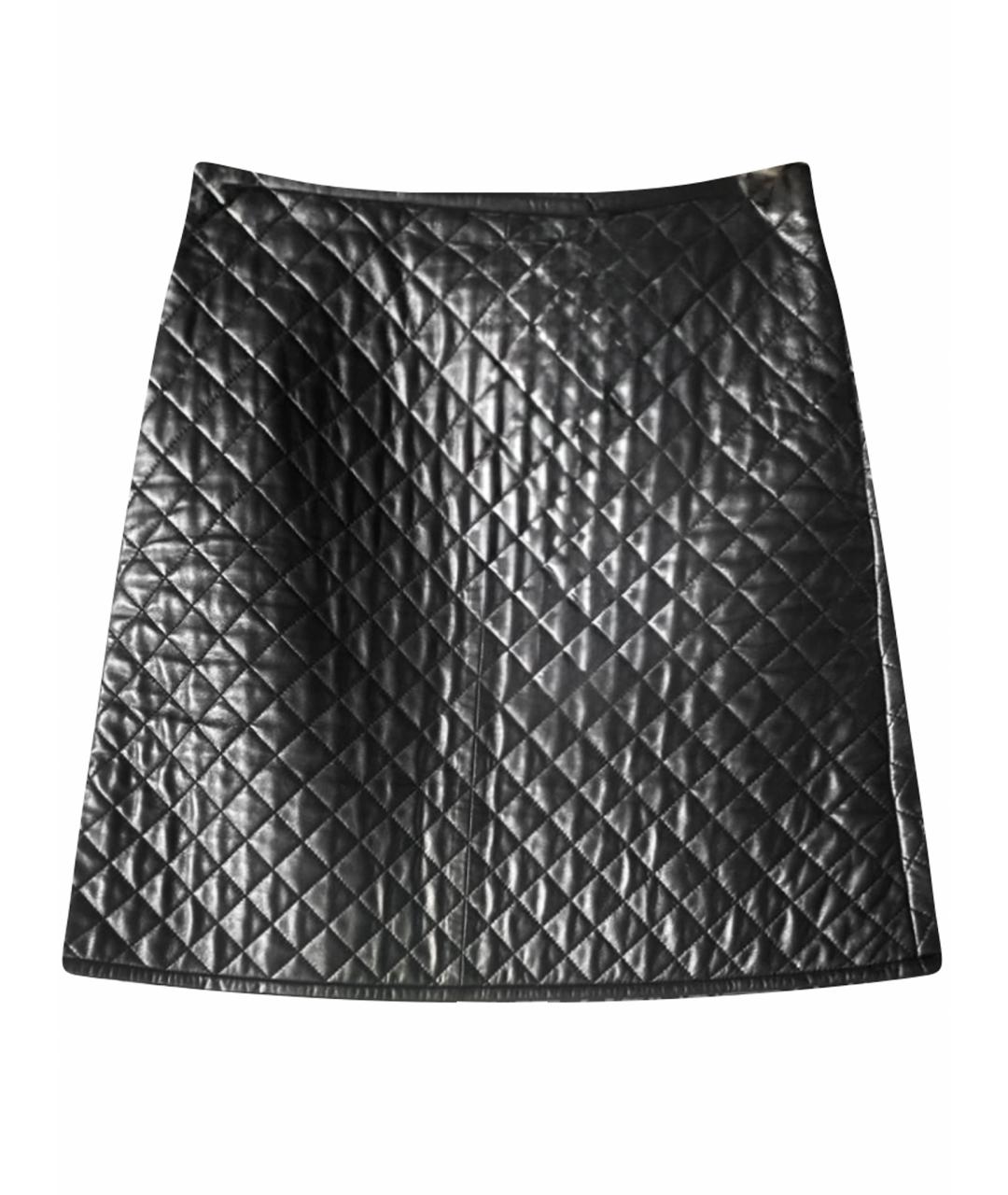 'S MAX MARA Черная кожаная юбка мини, фото 1