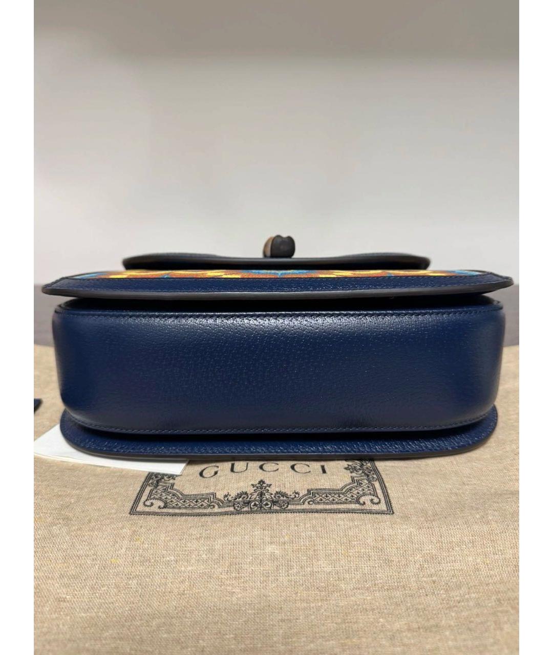 GUCCI Синяя кожаная сумка с короткими ручками, фото 7