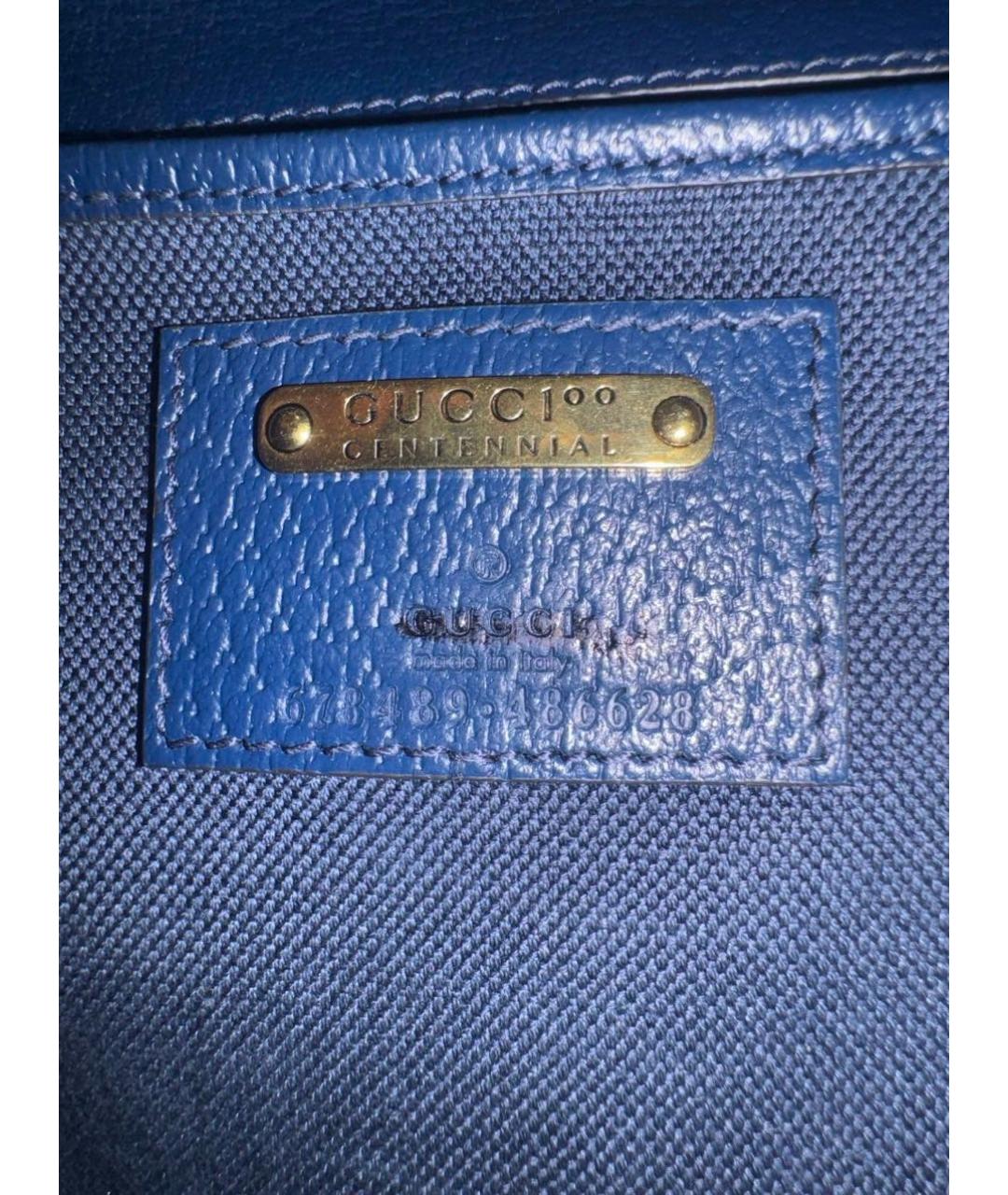 GUCCI Синяя кожаная сумка с короткими ручками, фото 8