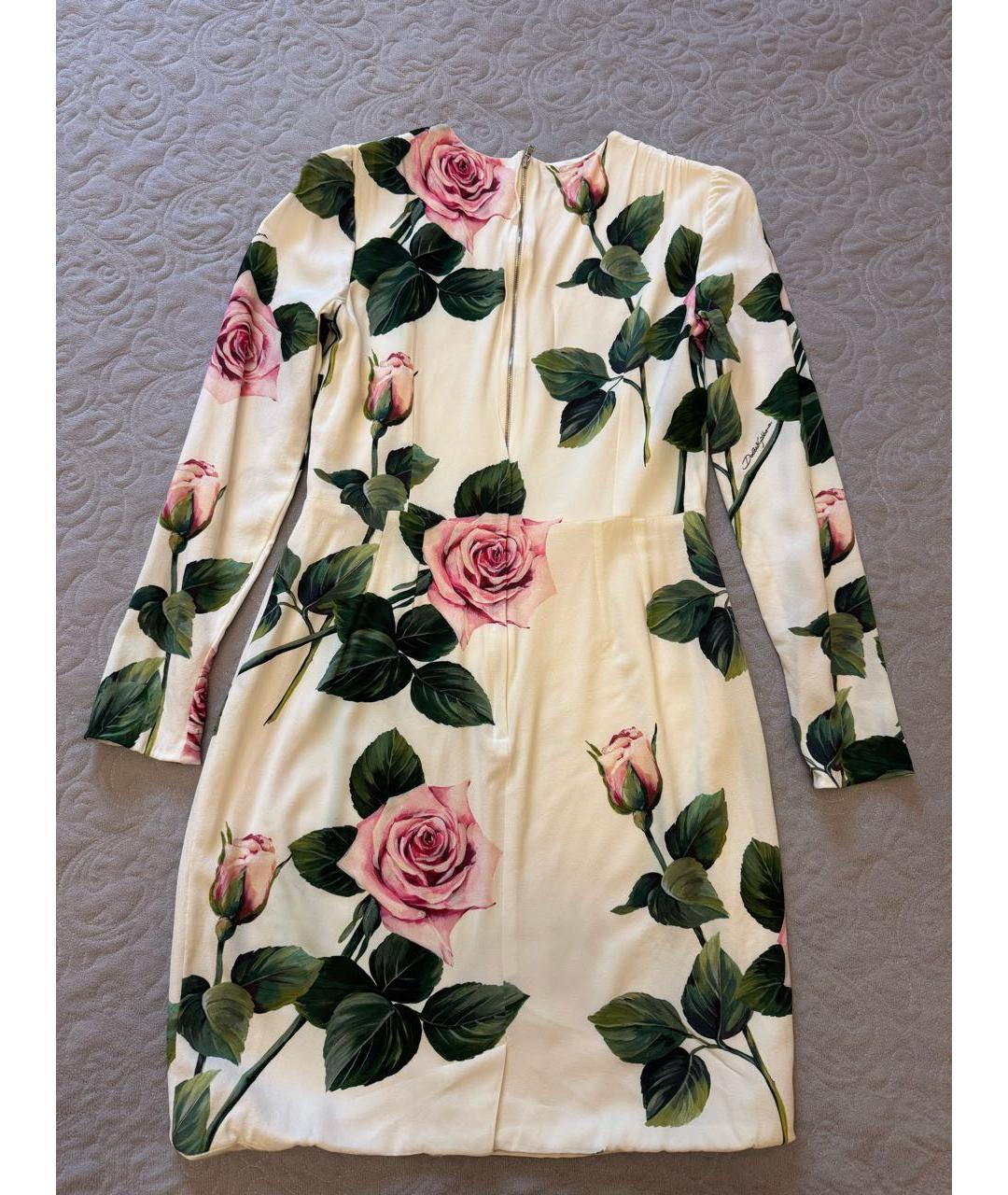 DOLCE&GABBANA Белое шелковое коктейльное платье, фото 2